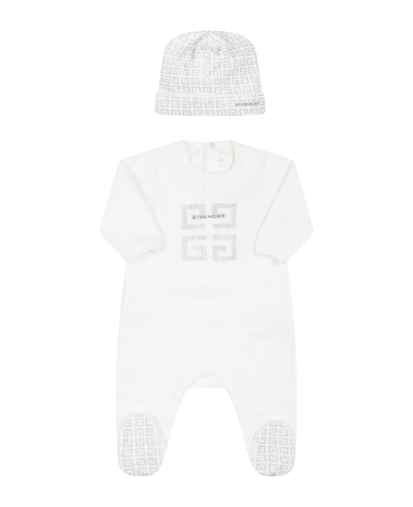 Givenchy White Set For Baby Kids With Logo - White