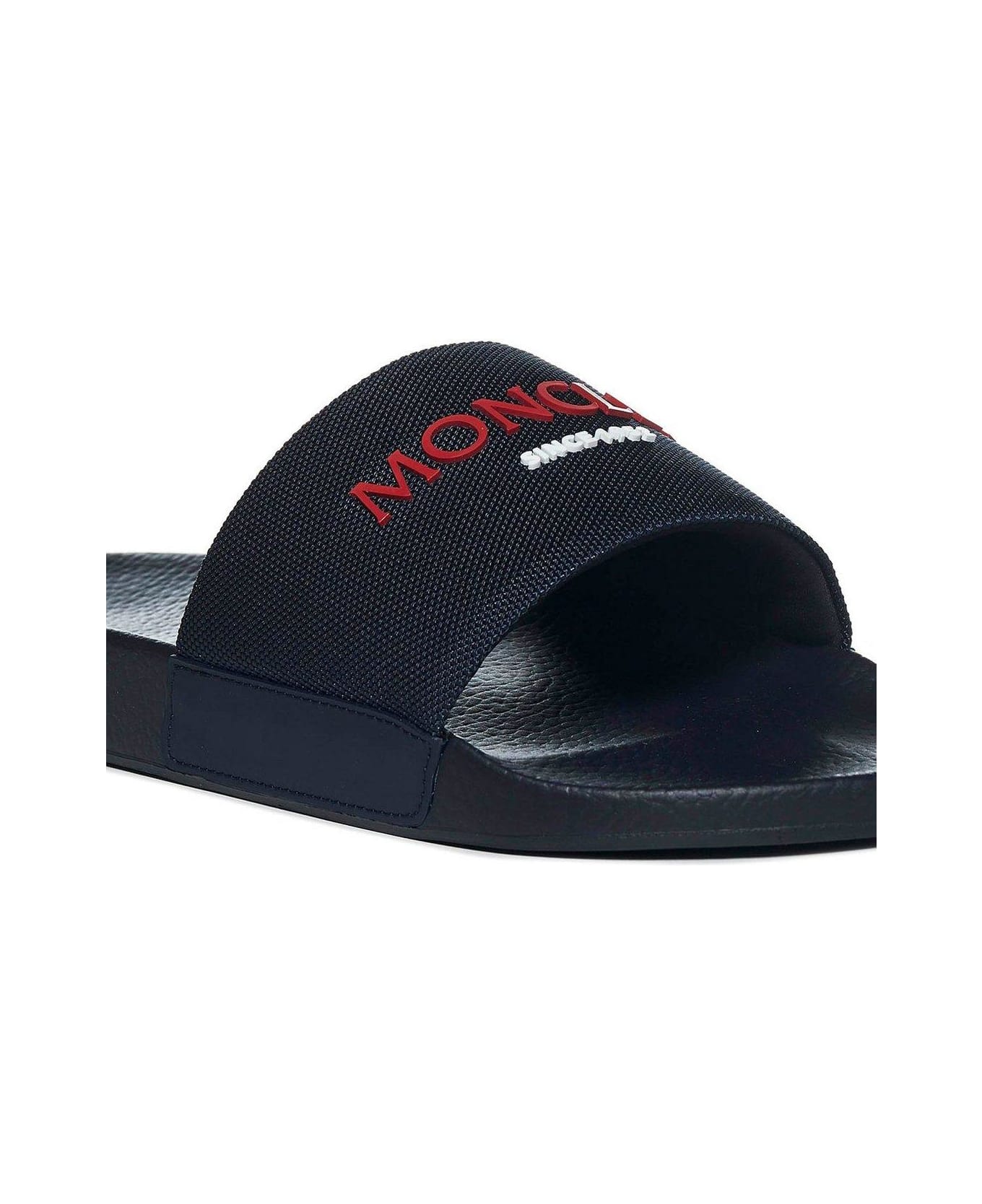Moncler Basile Logo Embossed Slides - BLUE