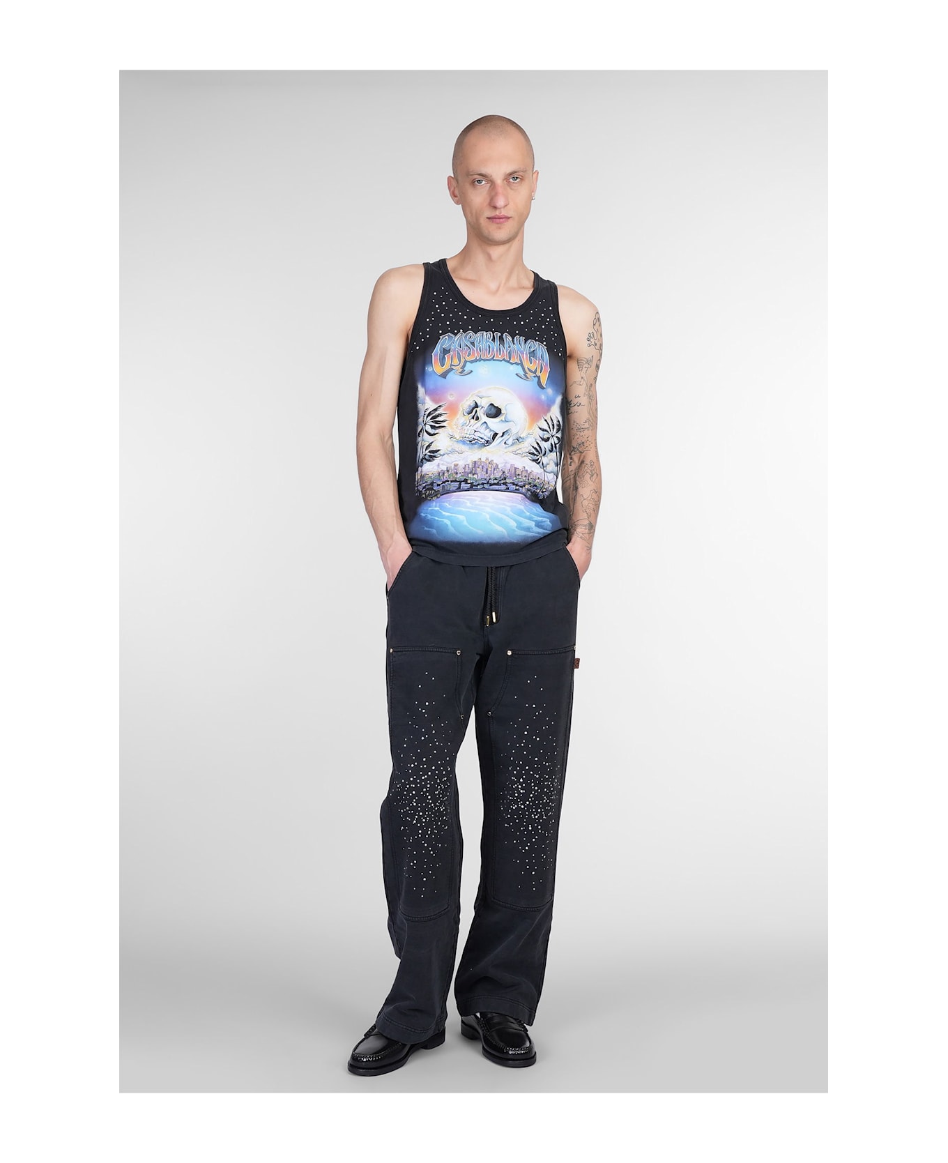 Casablanca Tank Top In Black Cotton - black