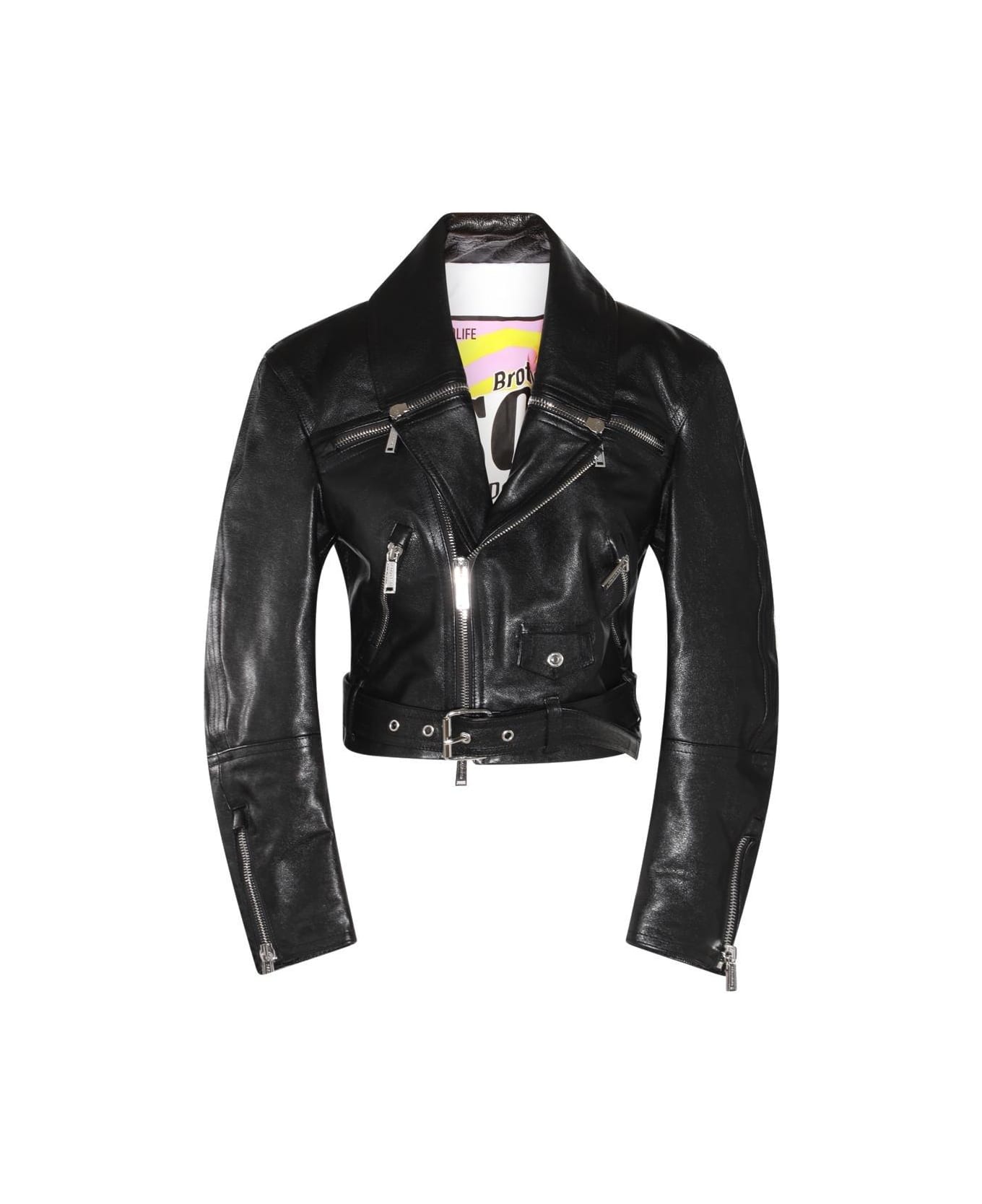Dsquared2 Kiodo Leather Jacket - BLACK レザージャケット