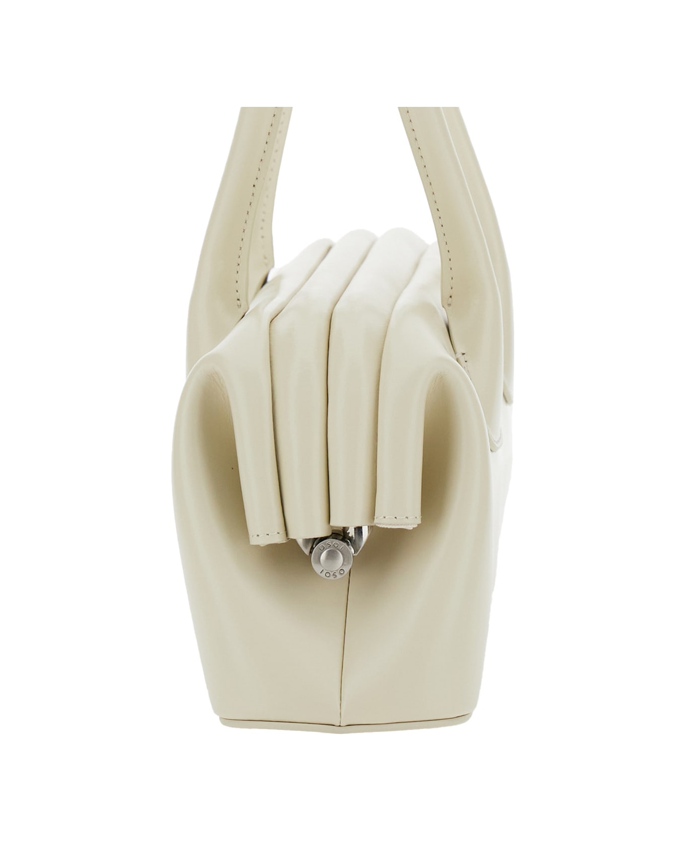 OSOI 
boat
 White Shoulder Bag With Round Handles And Lettering Logo On The Front In Leather Woman - White