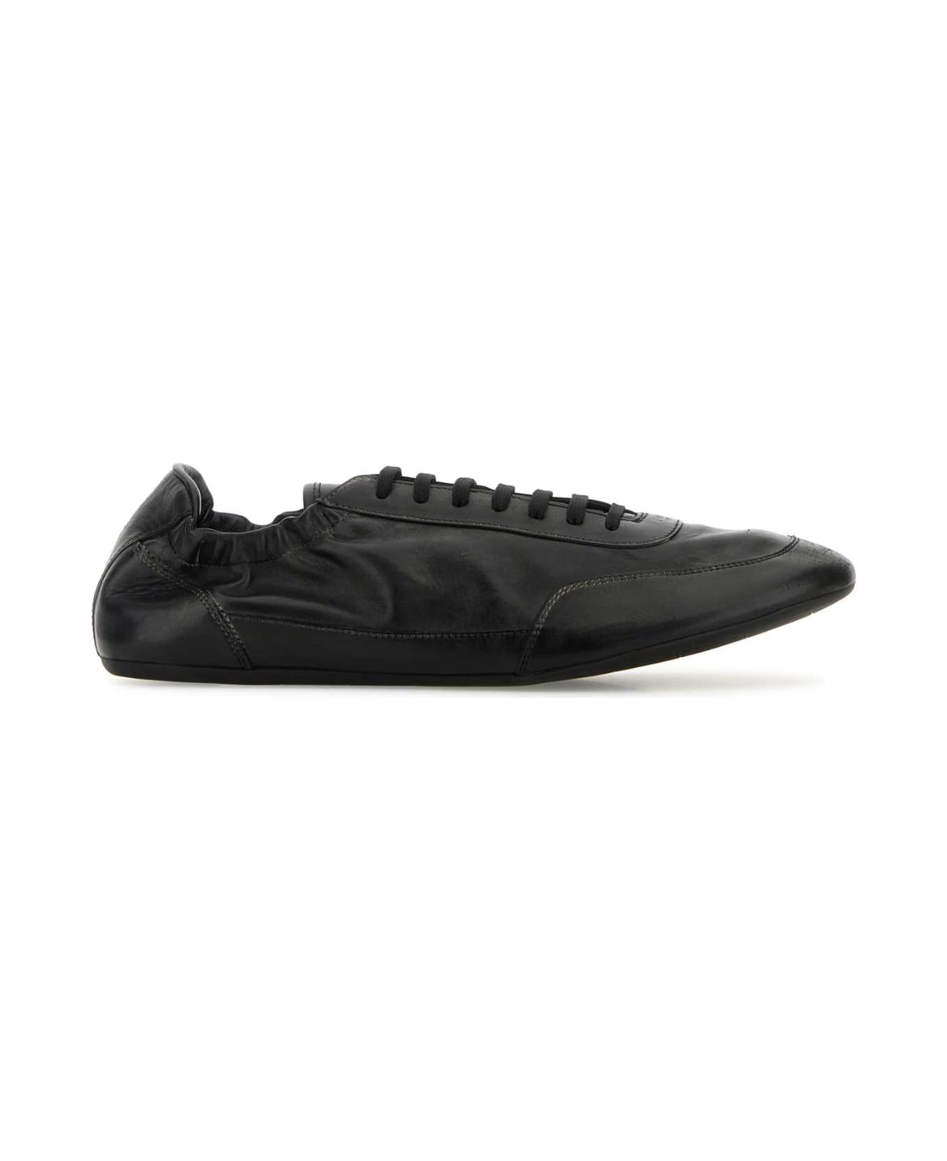 Prada Black Leather Collapse Sneakers - NERO