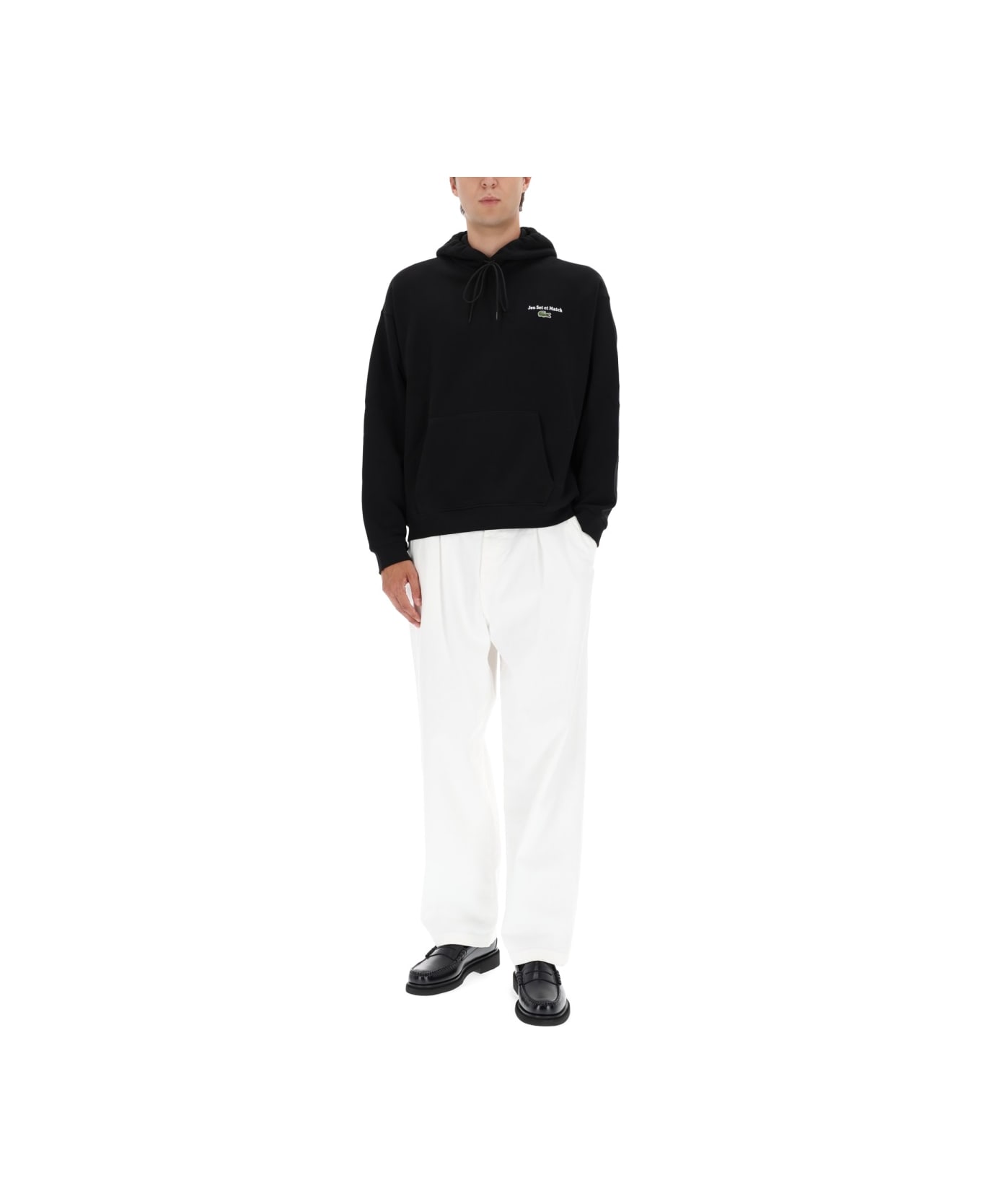 Lacoste Sweatshirt With Logo And Print - BLACK