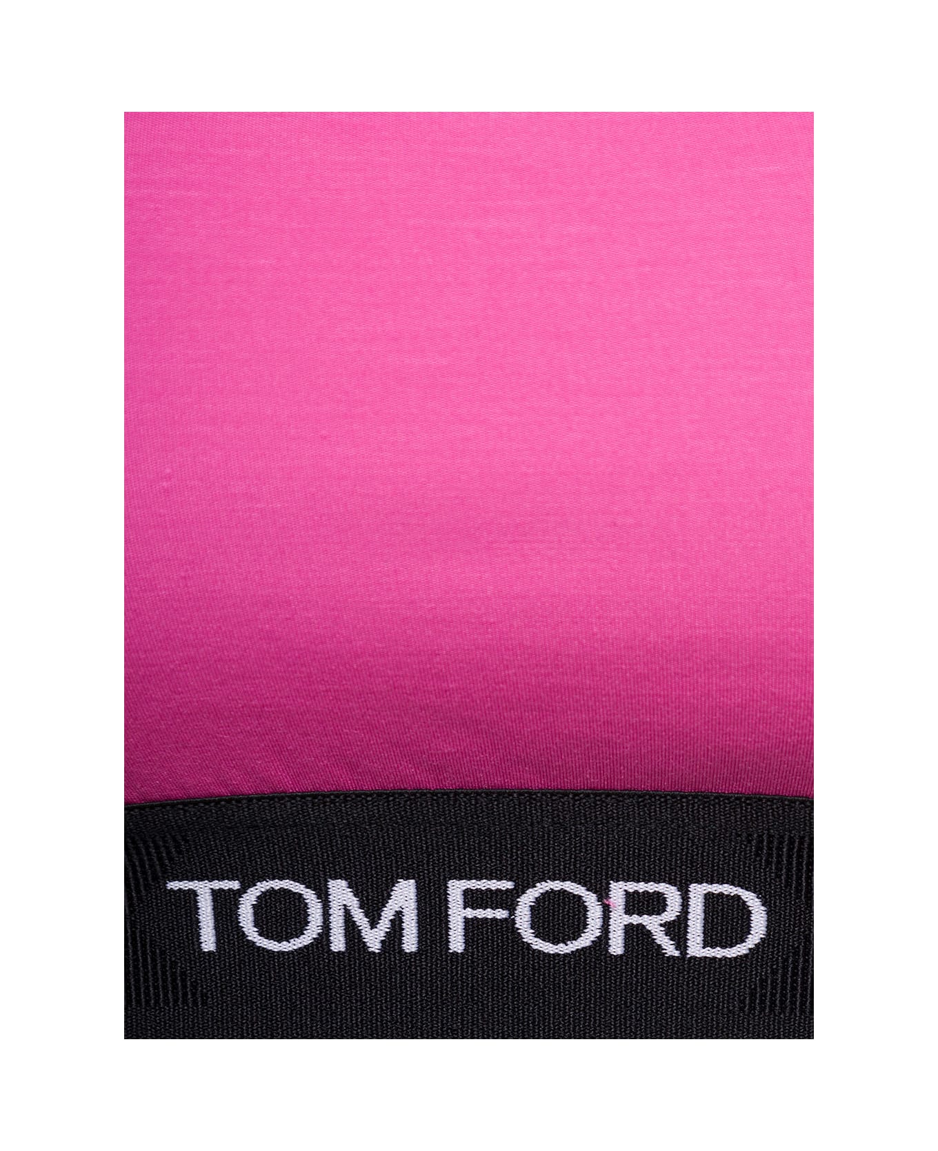 Tom Ford Pink And Black Bralette With Contrasting Logo Print In Stretch Modal Woman - Pink