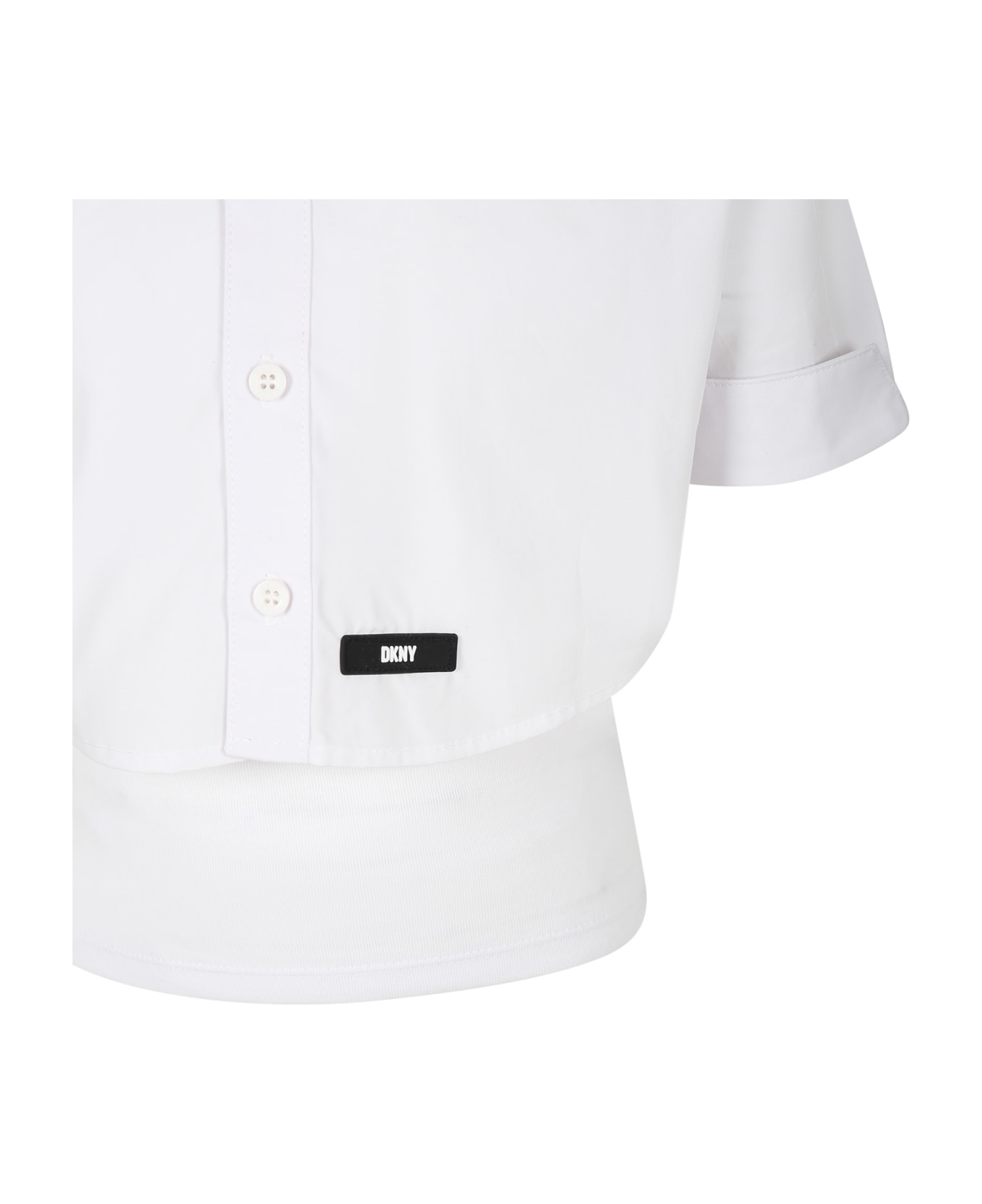 DKNY White Cotton Shirt For Girl - White シャツ