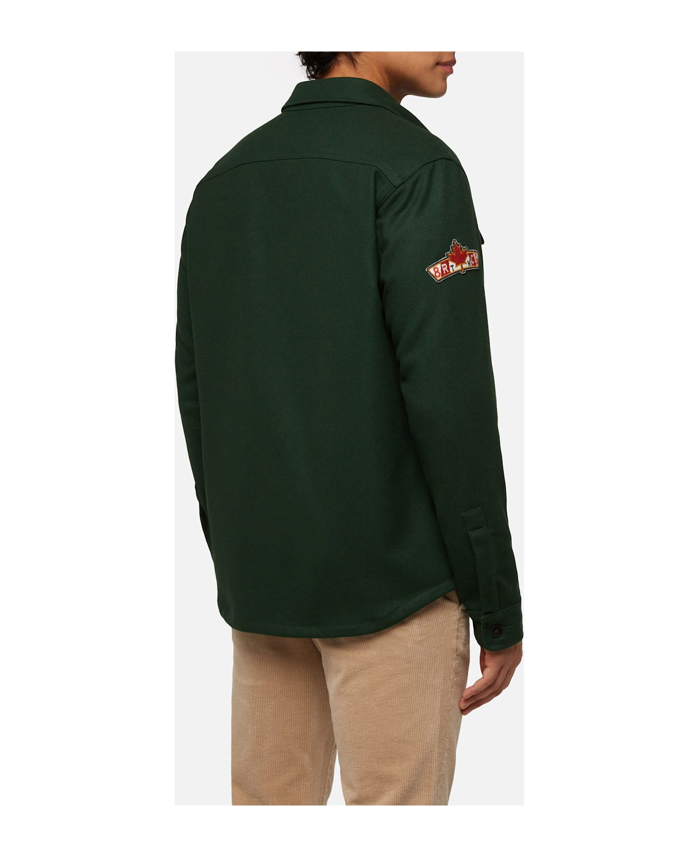 MC2 Saint Barth Wooly Green Overshirt Burton With Pockets And Patches - GREEN