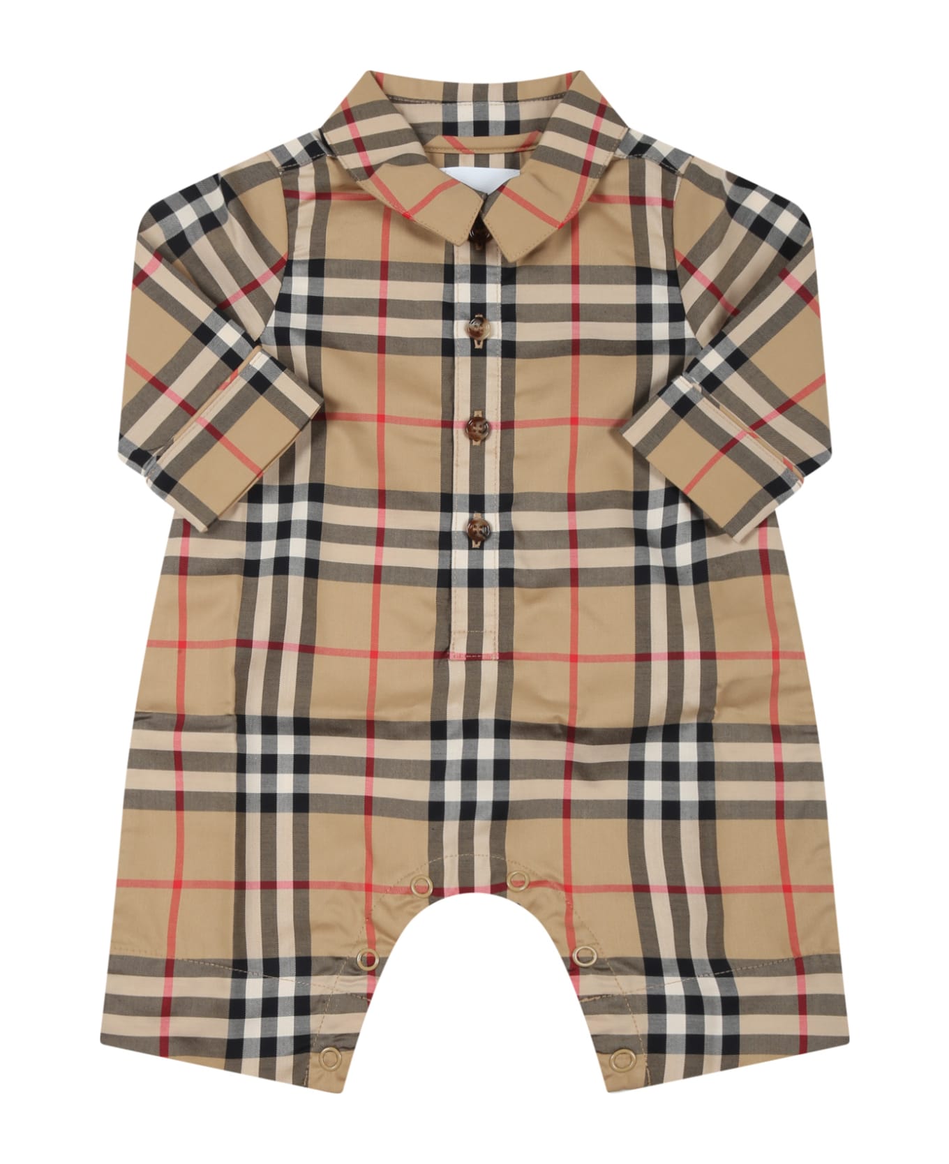 Burberry Beige Babygrow For Baby Kids With Vintage Check - Beige