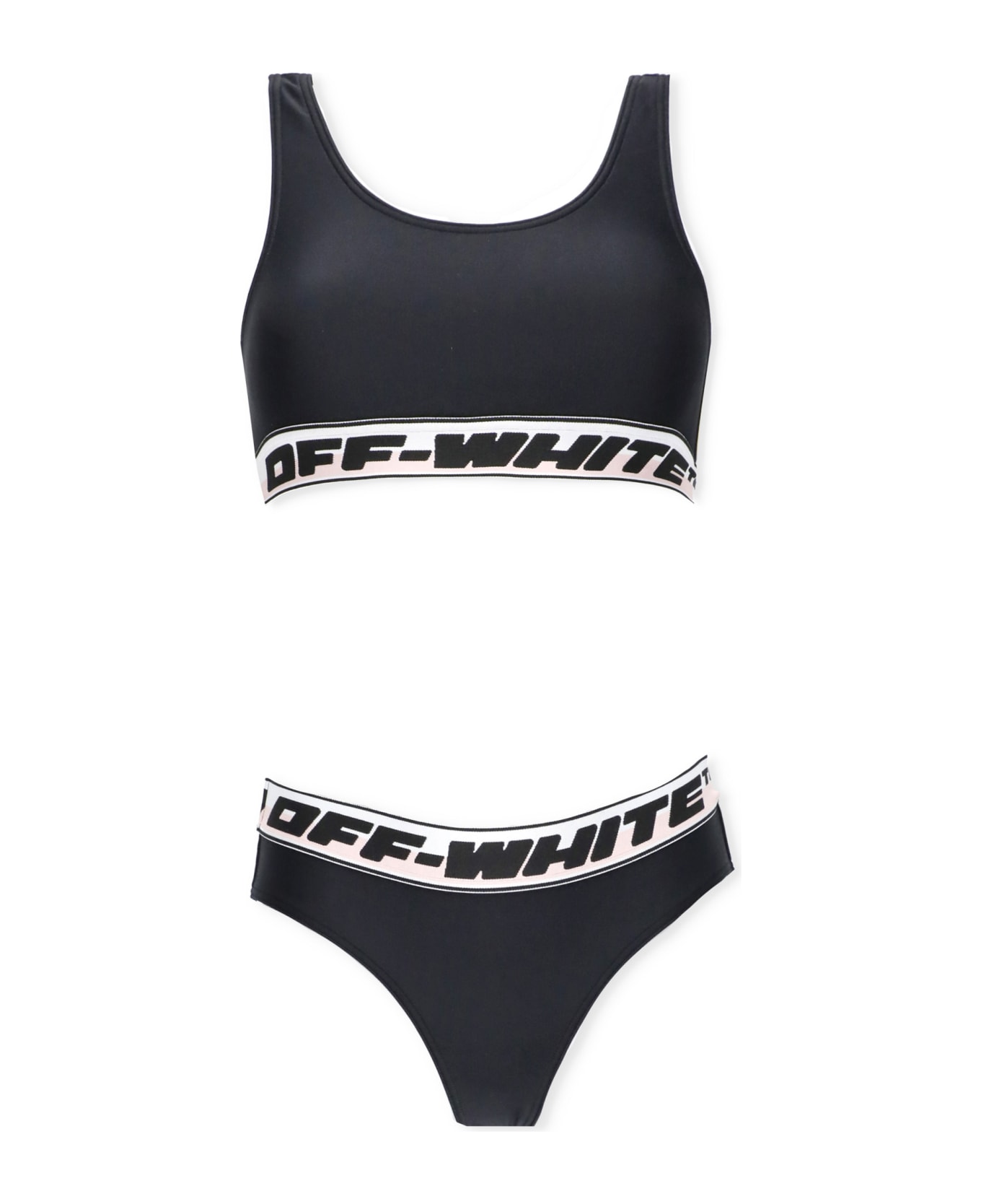 Off-White Two-piece Bikini With Logo - Black Black 水着