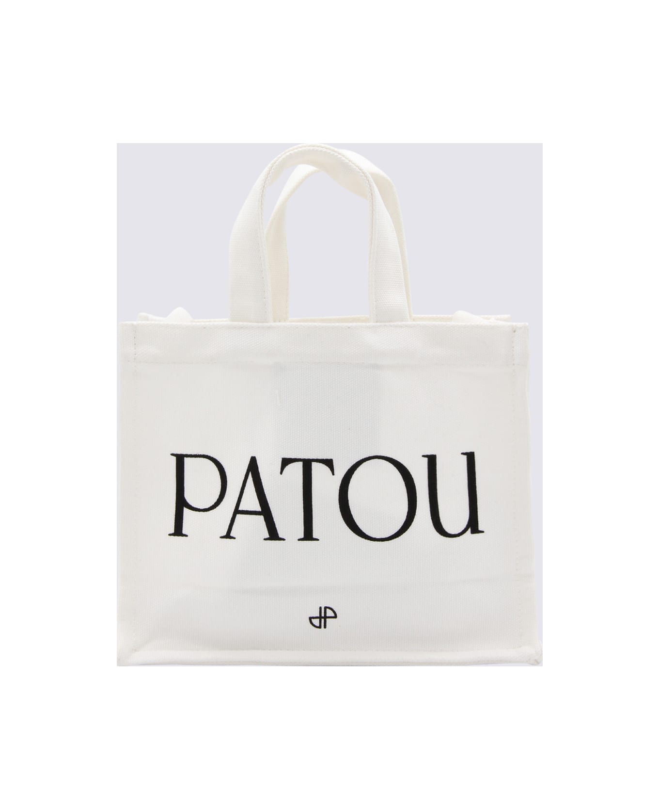 Patou White And Black Canvas Tote Bag - White