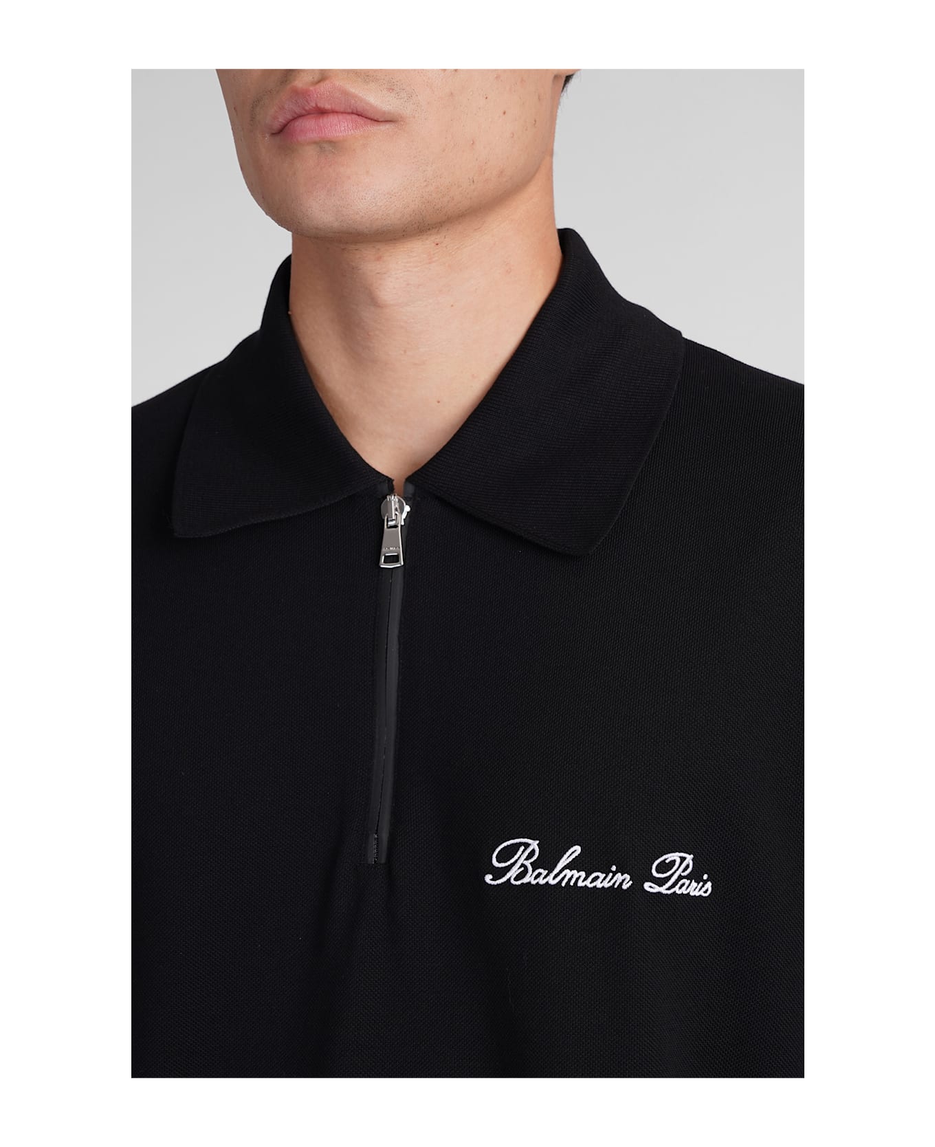 Balmain 'signature' Black Cotton Polo Shirt - black
