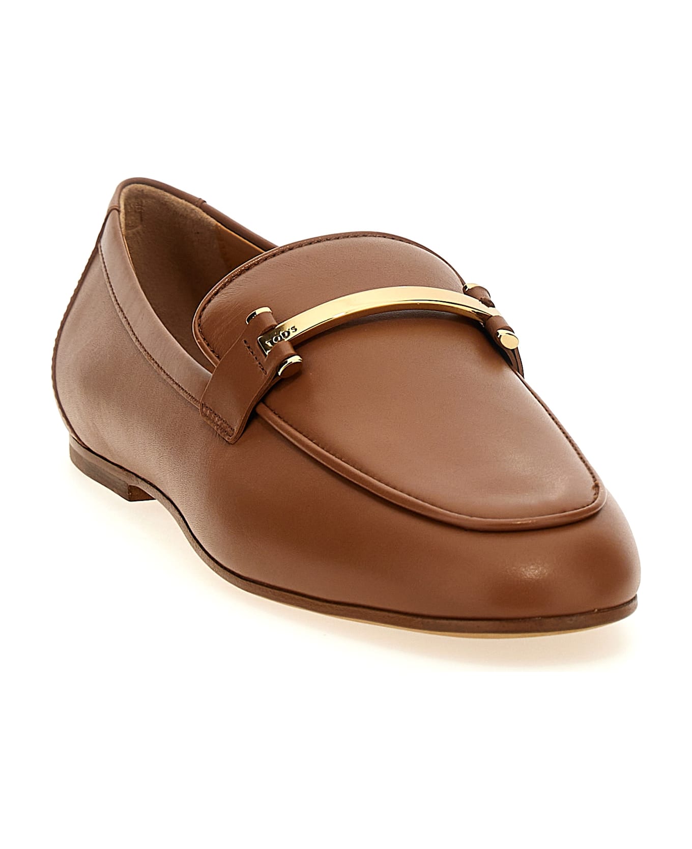 Tod's Brown Loafers With Logo Plaque - Brown