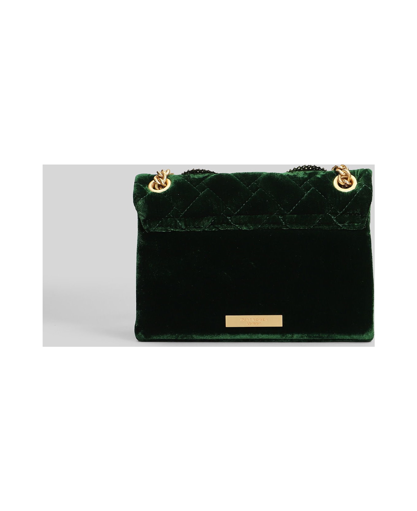 Kurt Geiger Mini Kensington Shoulder Bag In Green Velvet - green