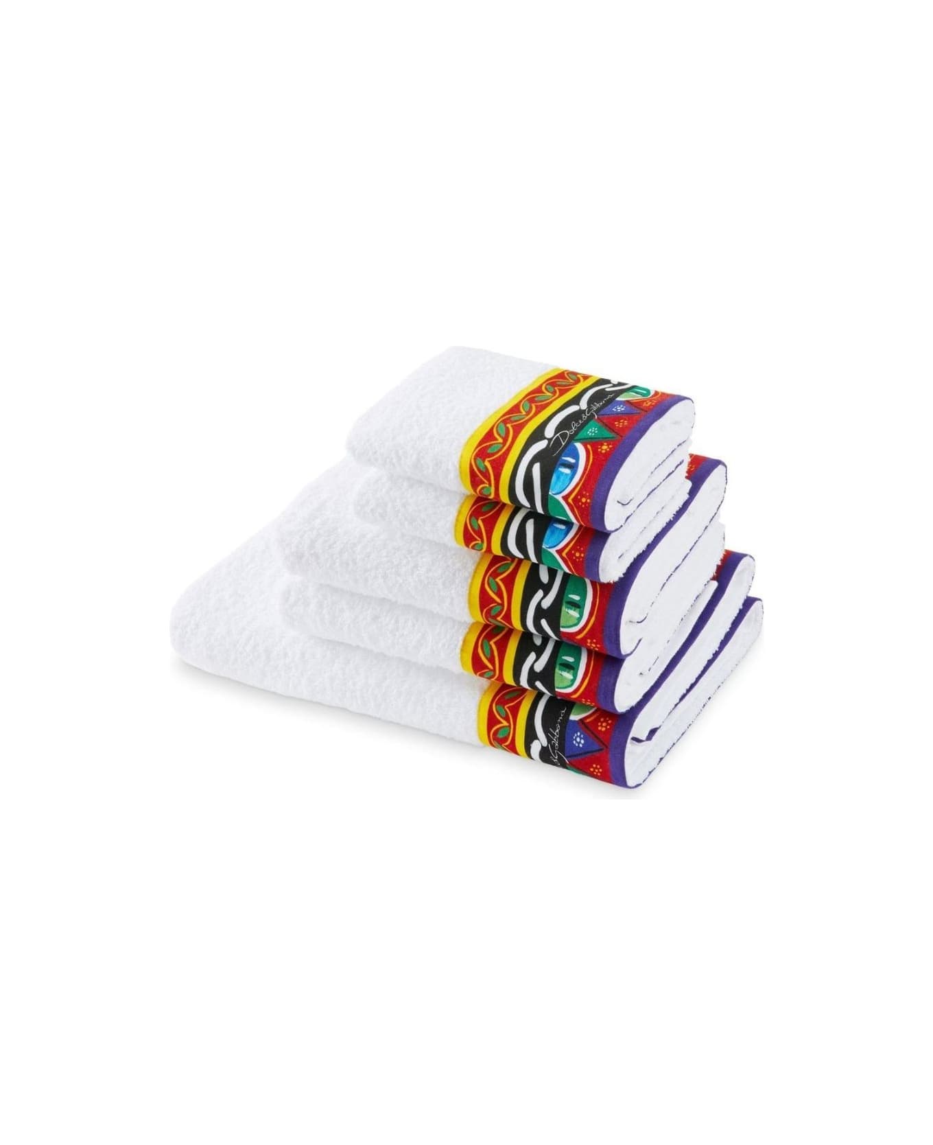 Dolce & Gabbana Set 5 Hand Towels Carretto - Bianco