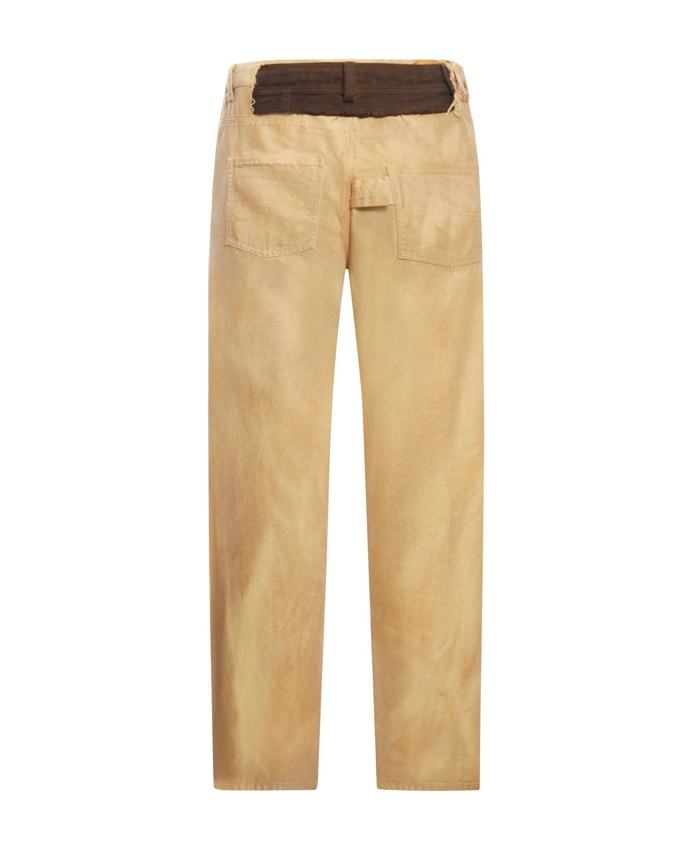 Magliano Logo Patch Tapered Leg Trousers - Beige