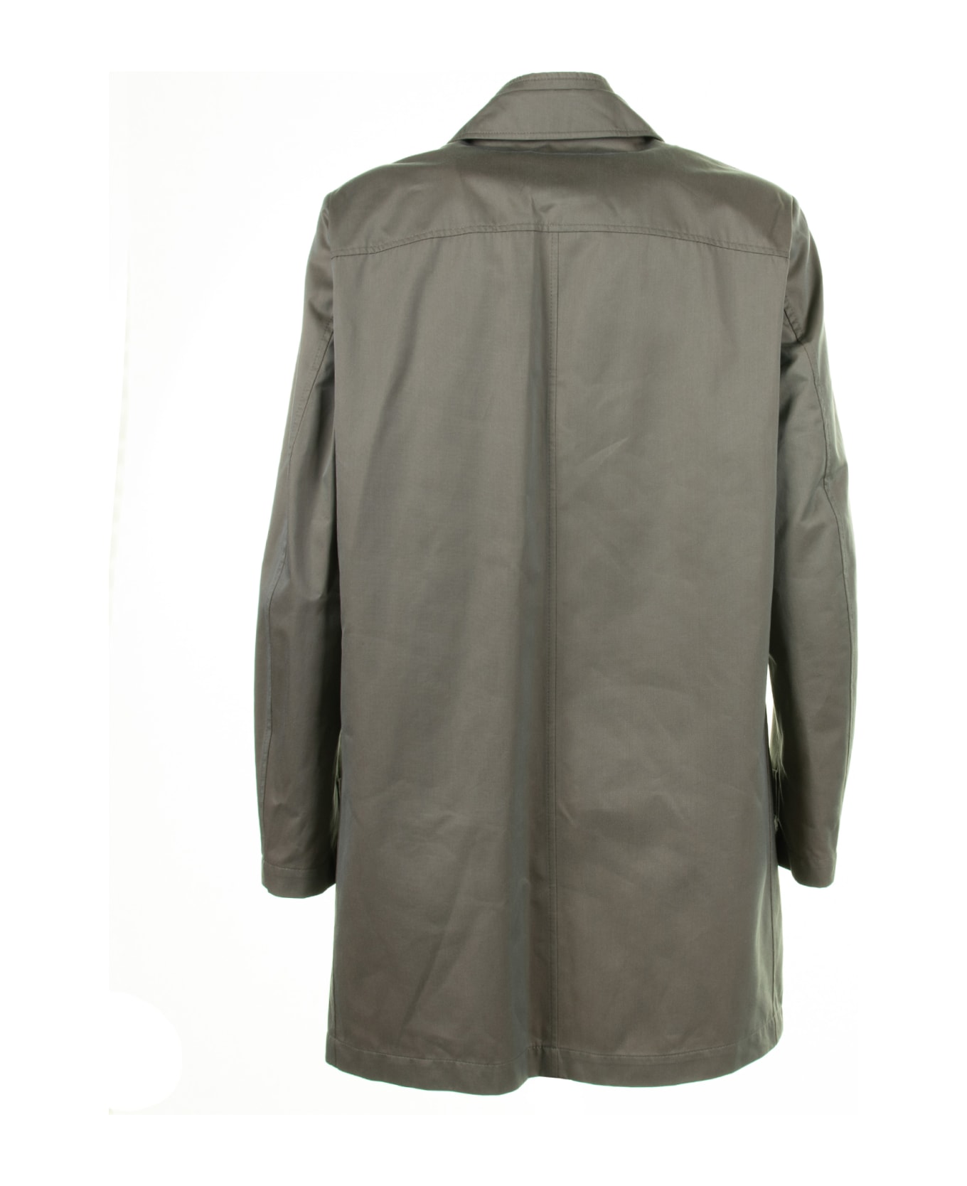 Fay Long Green Jacket With Zip And Collar - VERDE