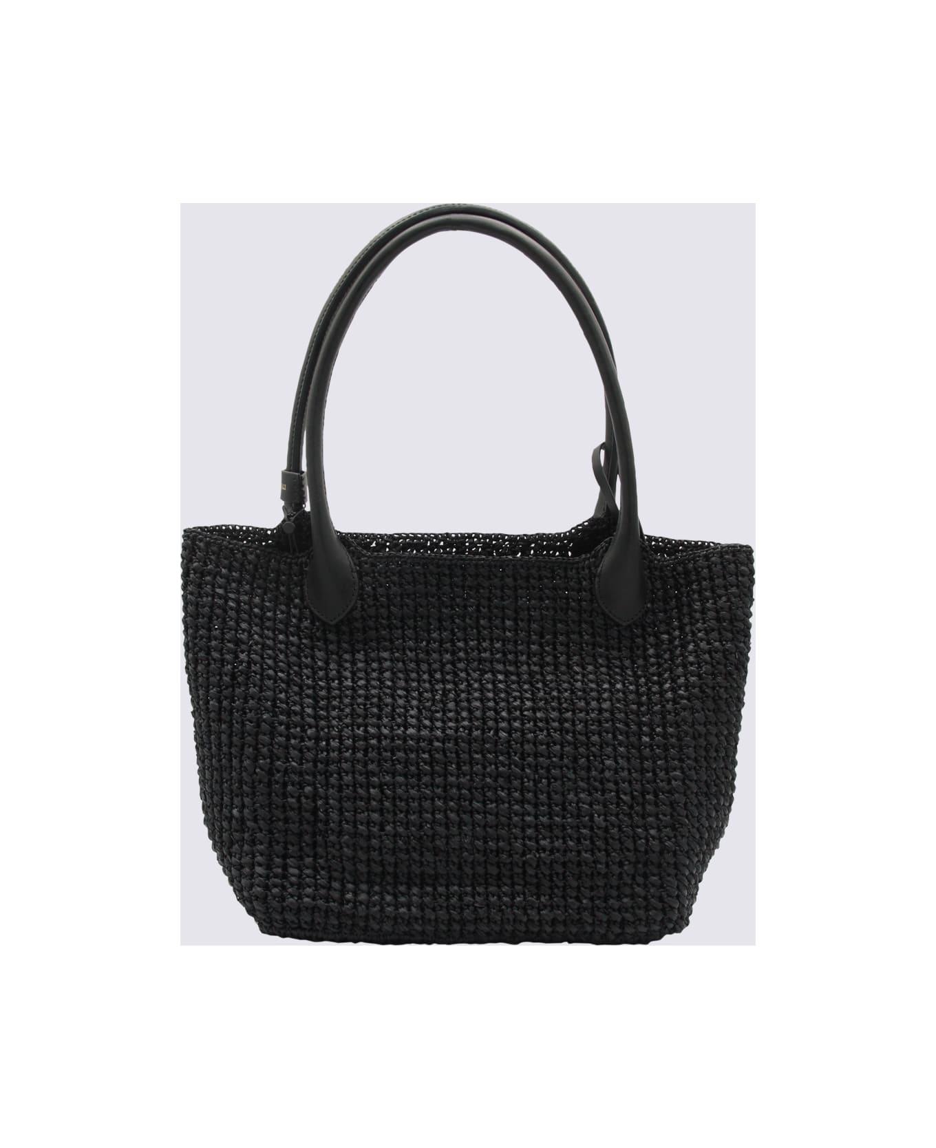 Helen Kaminski Black Raffia Top Handle Bag