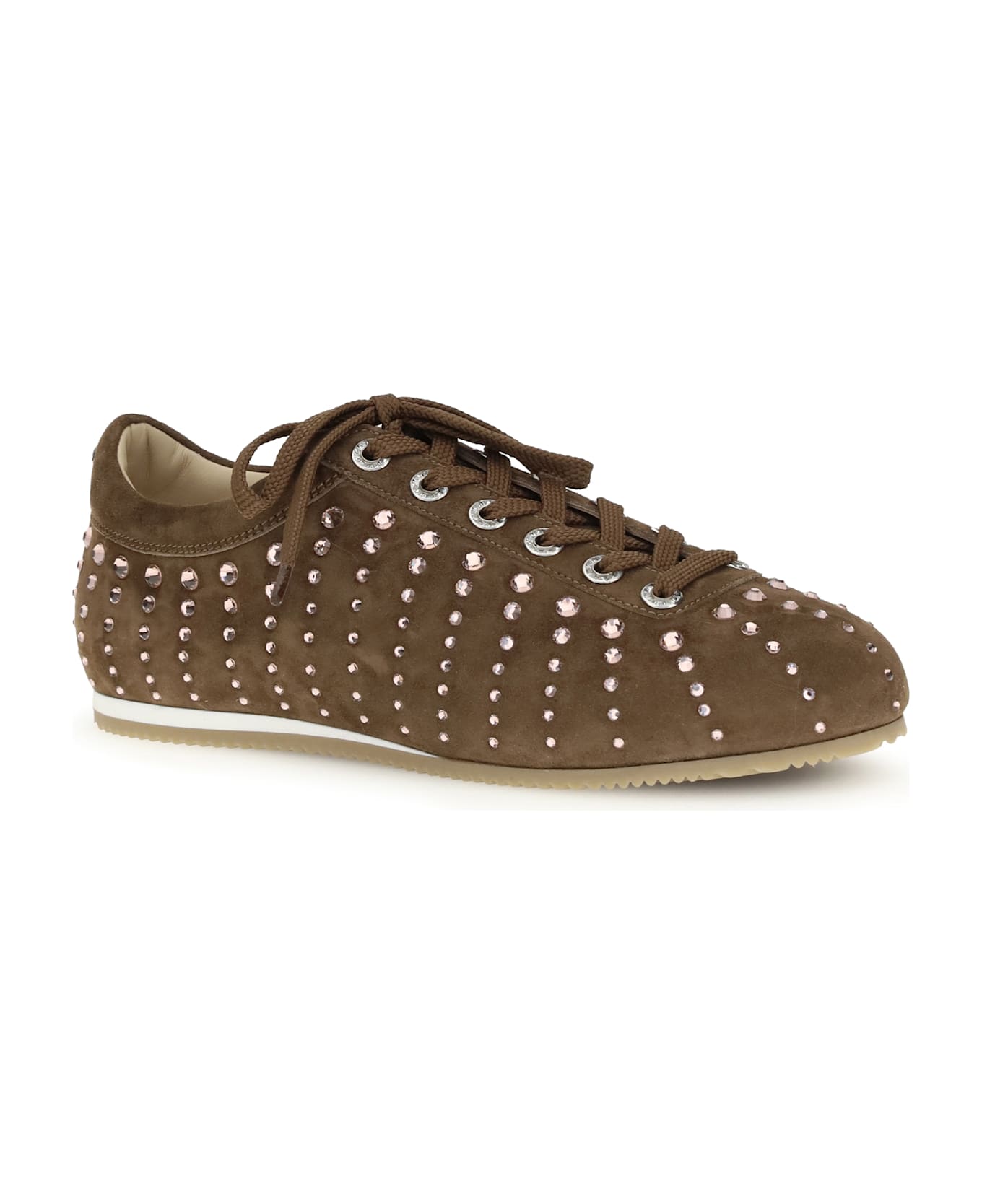 Mach 
Mach Brown Suede Crystal Ray Ballet Runner (1