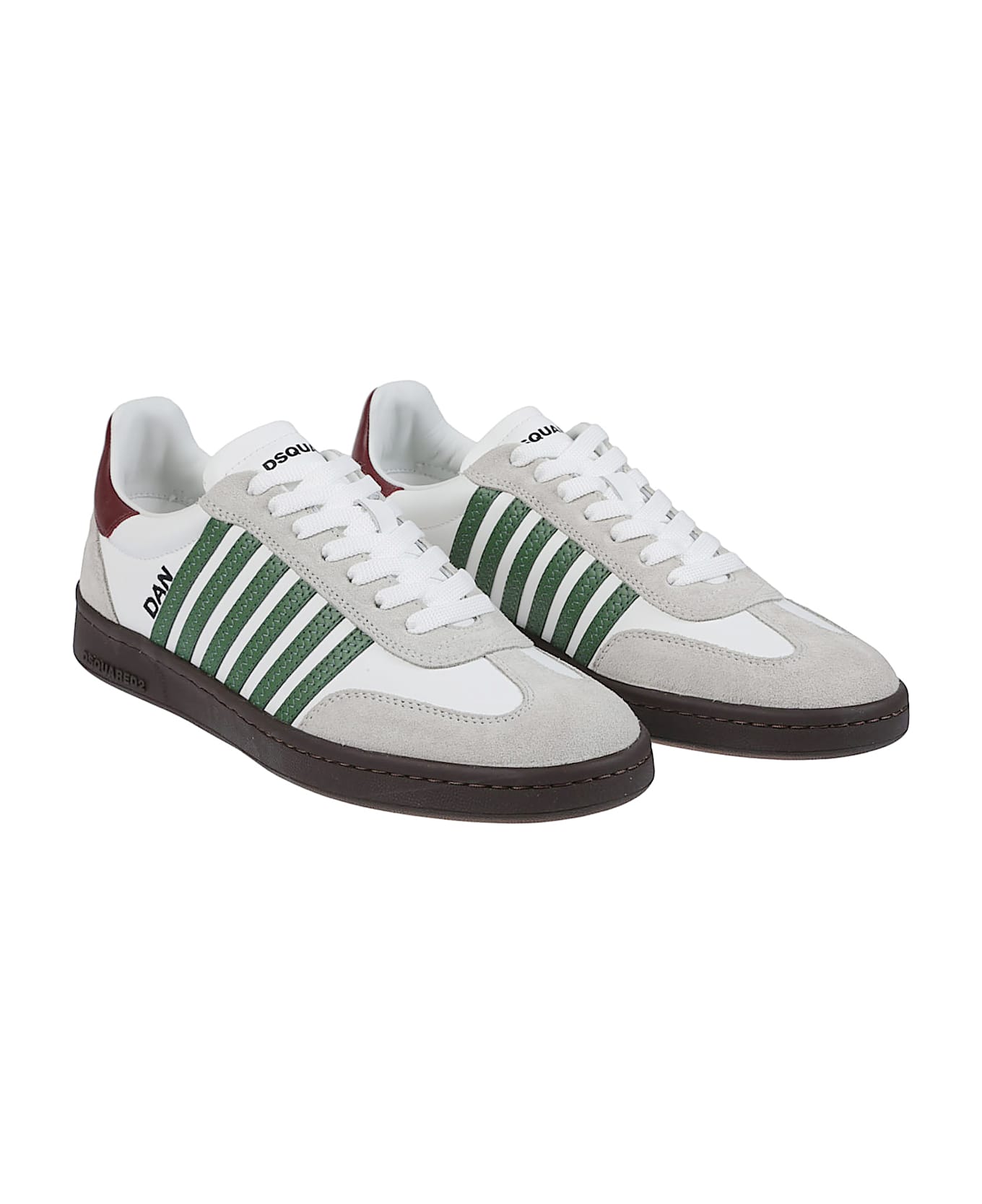 Dsquared2 Boxer Lace-up Low Top Sneakers - Bianco/verde /rosso