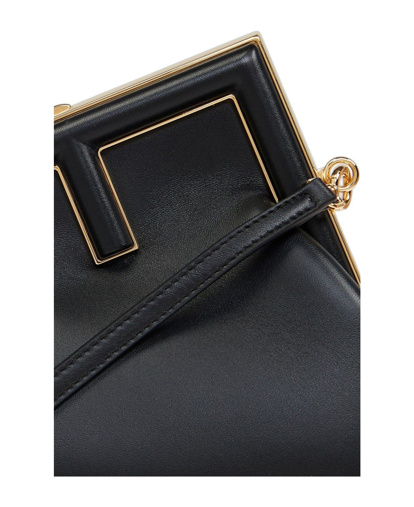 Fendi Logo Detailed Small Clutch Bag - Nero/oro soft
