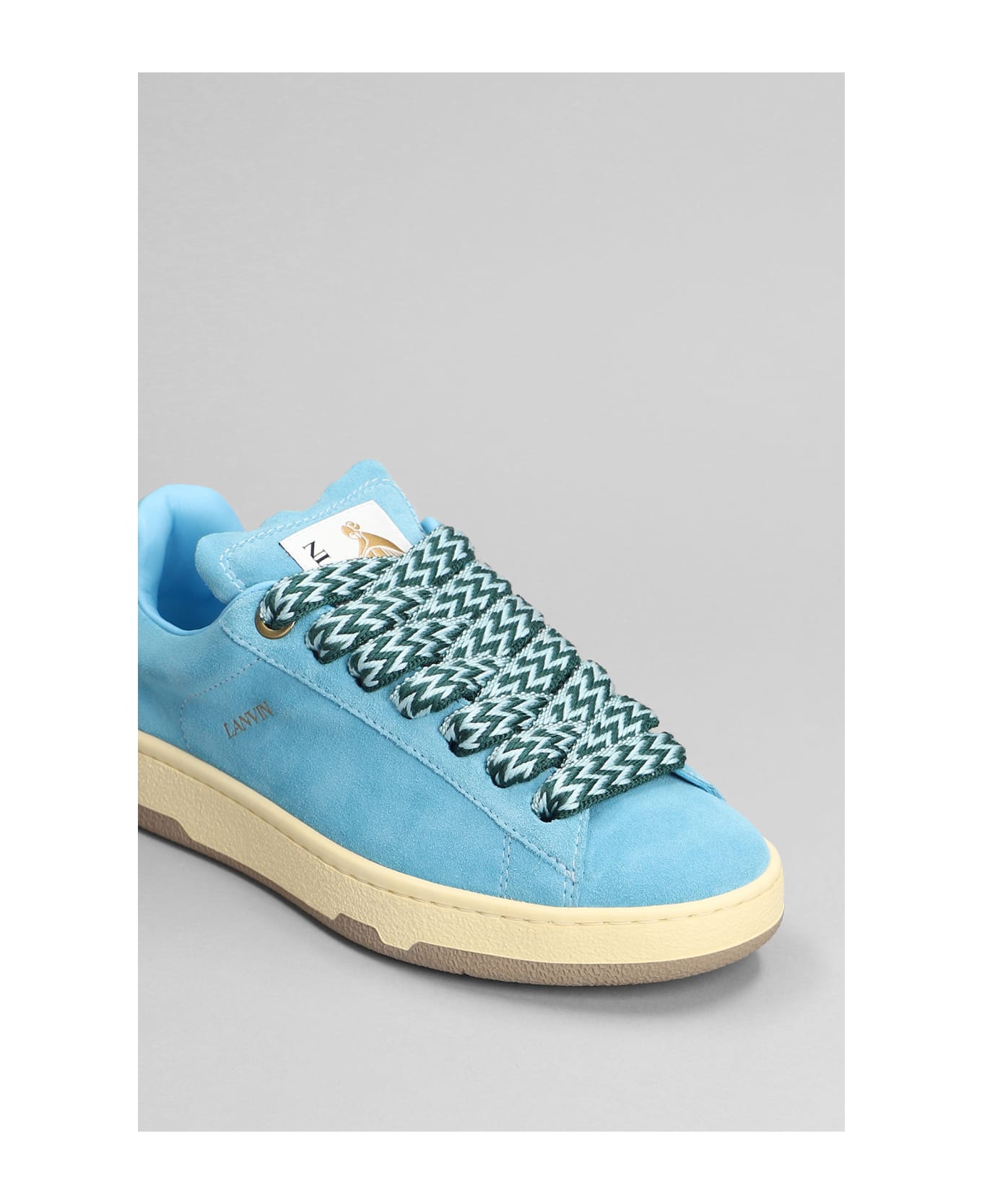 Lanvin Lite Curb Sneakers In Cyan Suede - cyan