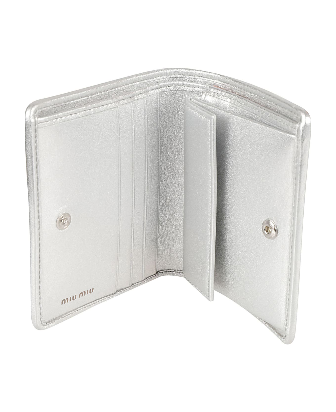 Miu Miu Logo Buttoned Bifold Wallet - Silver 財布