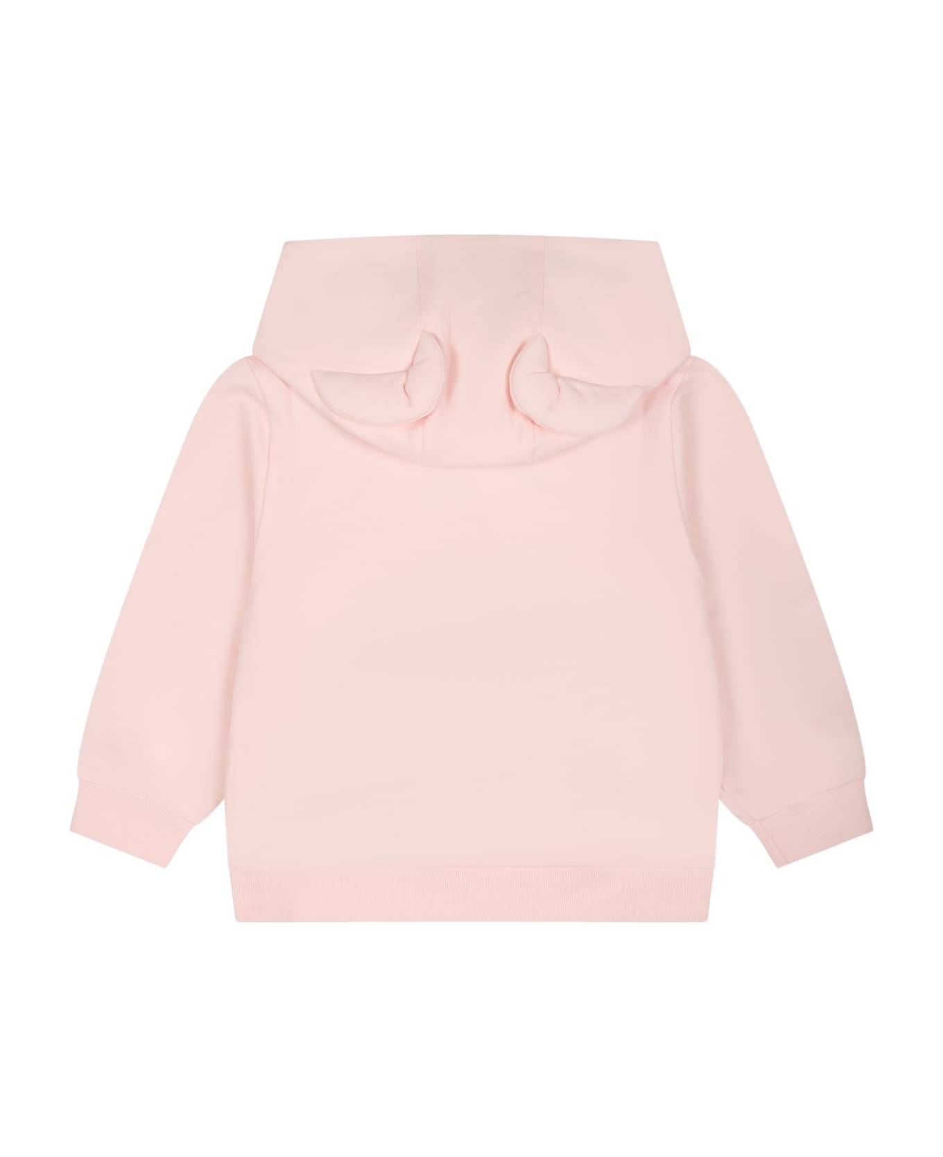 Fendi Pink Sweatshirt For Baby Girl With Bear - Pink