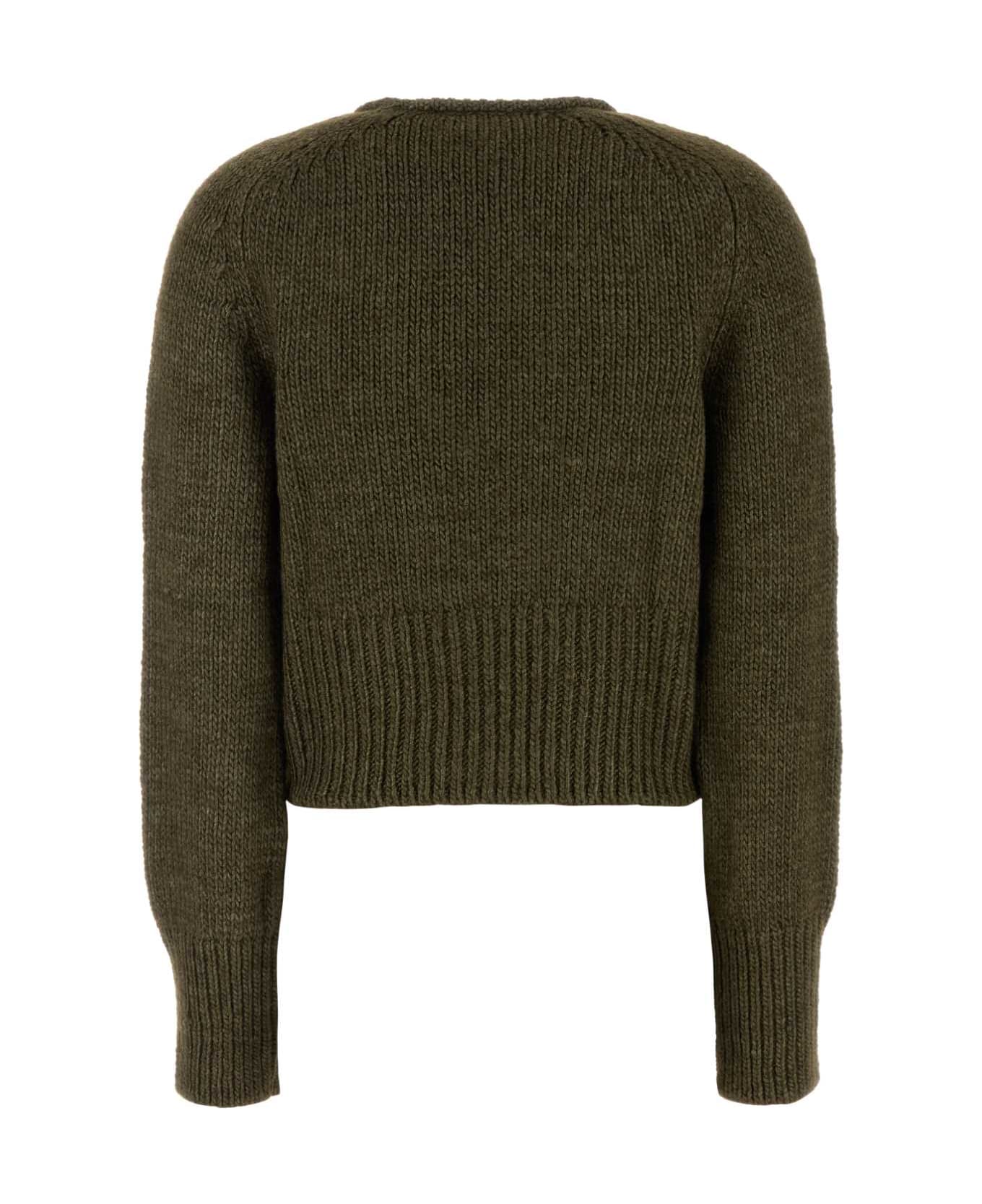 Our Legacy Olive Green Silk And Wool Sweater - FLUSH GREEN RUSTIC WOOL SILK
