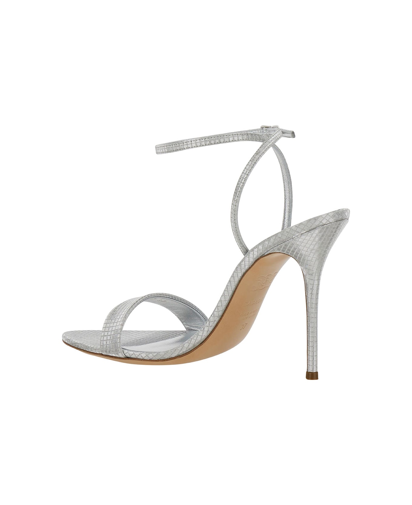 Casadei 'diadema' Silver Sandals With Blade Heel In Metallic Fabric Woman - Metallic サンダル