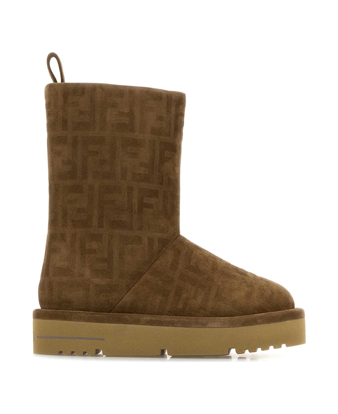 Fendi Caramel Suede Apres Chic Ankle Boots - FF