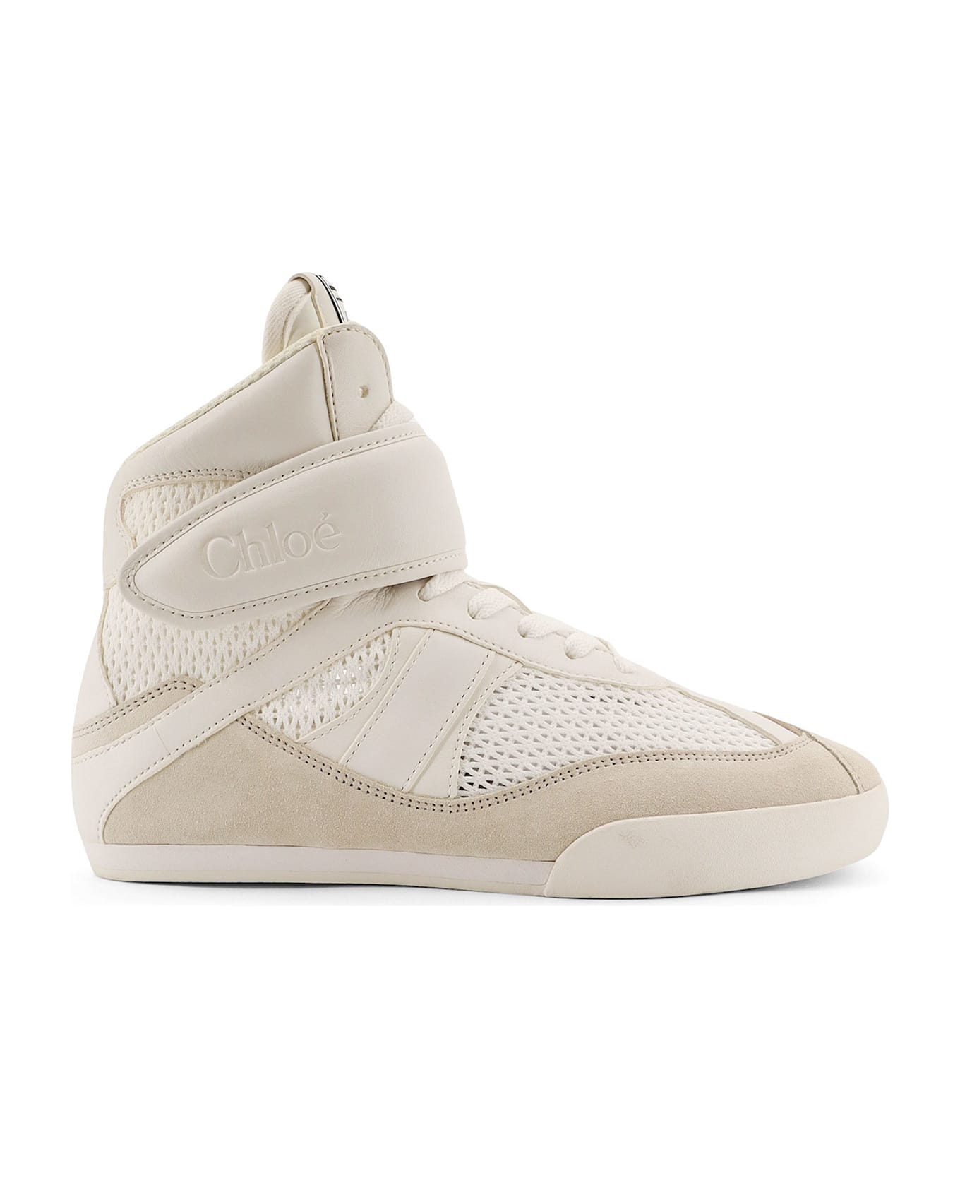 Chloé Kick Synthetic Fabric And Suede Sneakers - Cloudy Cream
