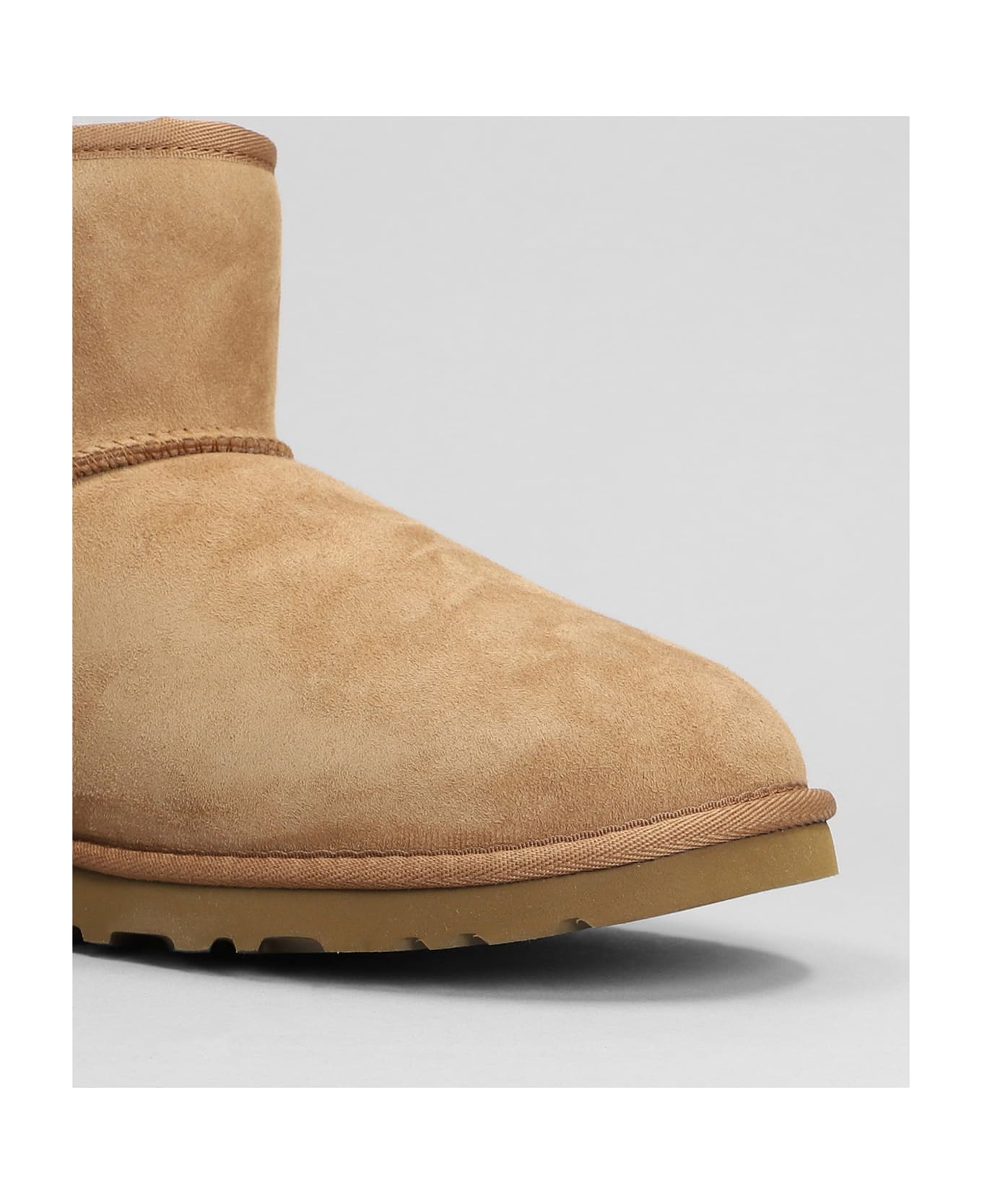 UGG Classic Mini Low Heels Ankle Boots In Leather Color Suede - leather color