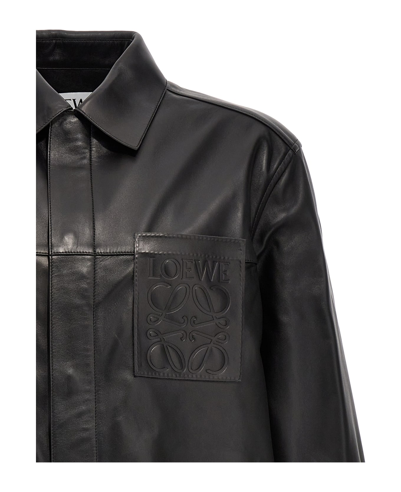 Loewe Logo Leather Jacket - Black  