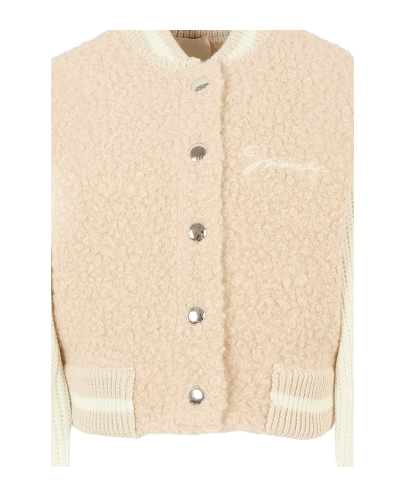 Givenchy Beige Bomber Jacket For Girl With Logo - Beige