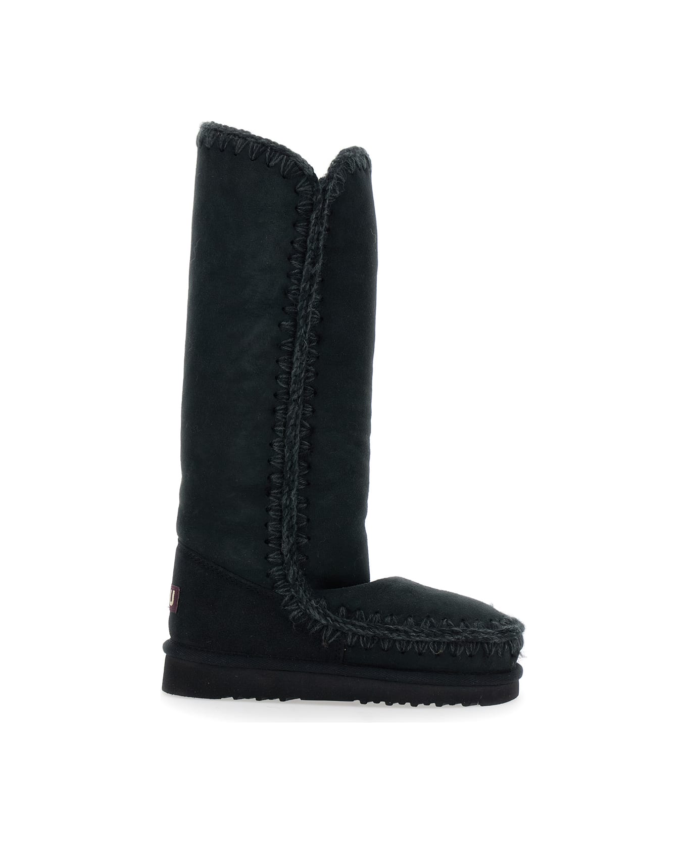 Mou 
eskimo
 Black Boots With Braided Effect And Logo Patch On The Rear In Leather Woman - Black