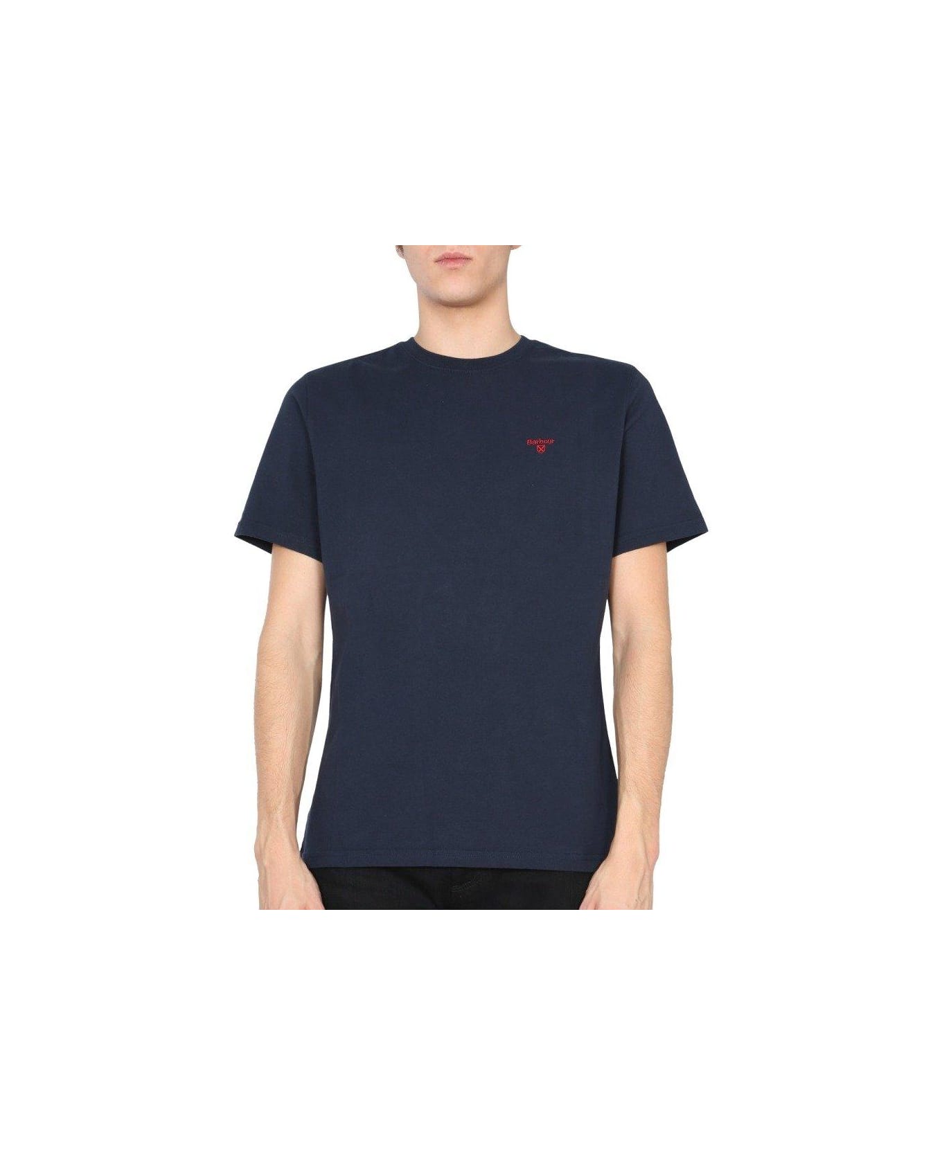 Barbour Logo Embroidered T-shirt - Blue
