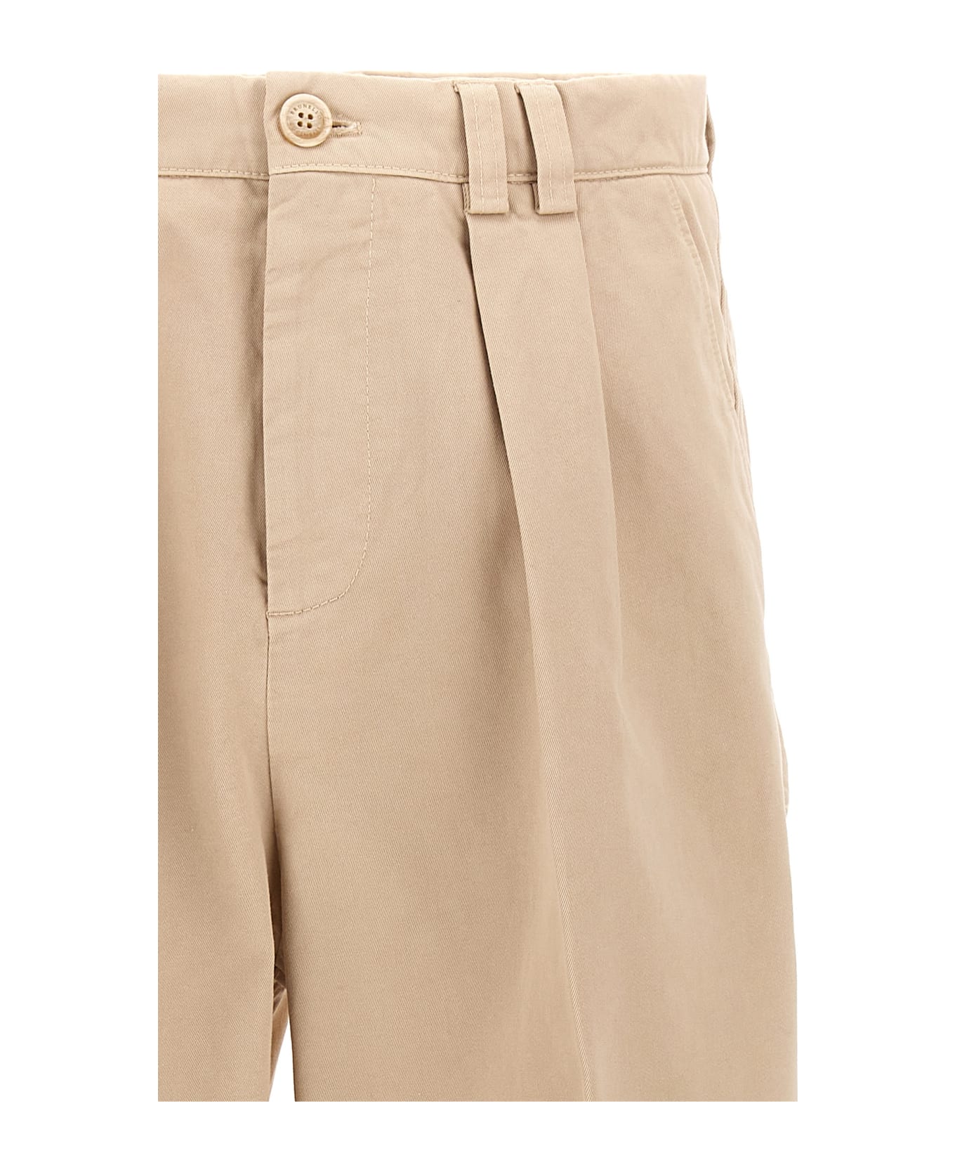 Brunello Cucinelli Cotton Pants With Front Pleats - Beige