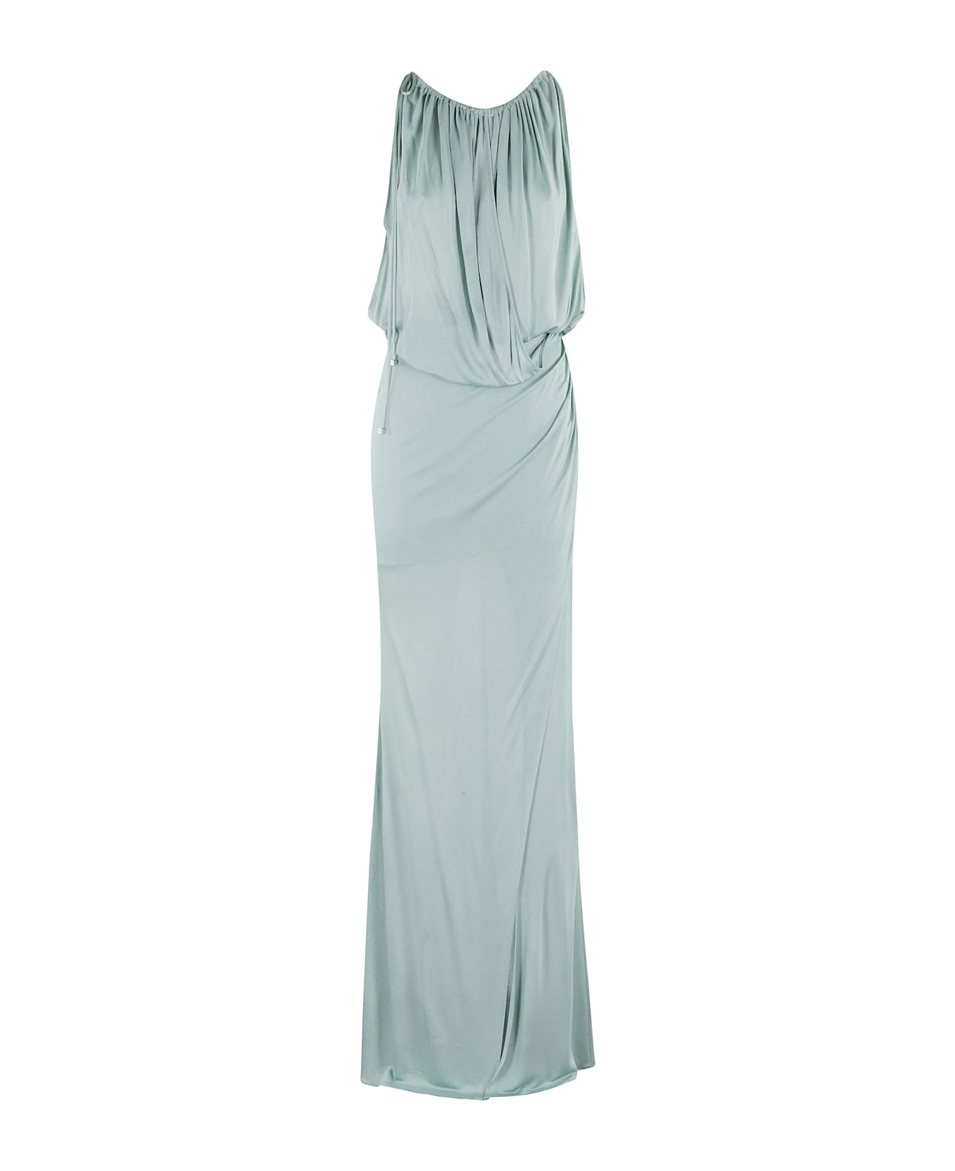 Blumarine Draped Jersey Long Dress - Sage Green