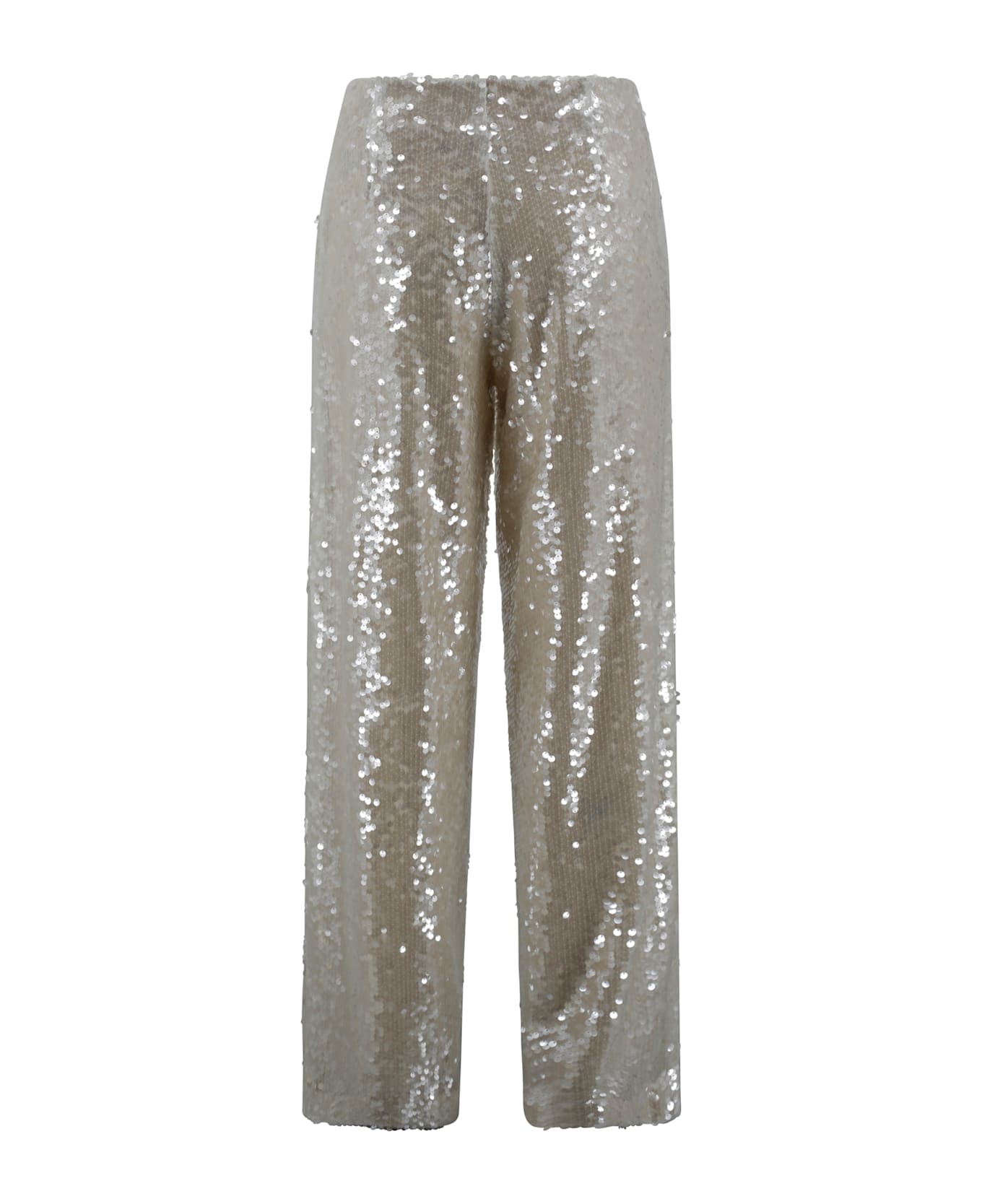 Philosophy di Lorenzo Serafini White Wide Leg Pants With All-over Sequins In Acetate Fabric Woman - Ivory