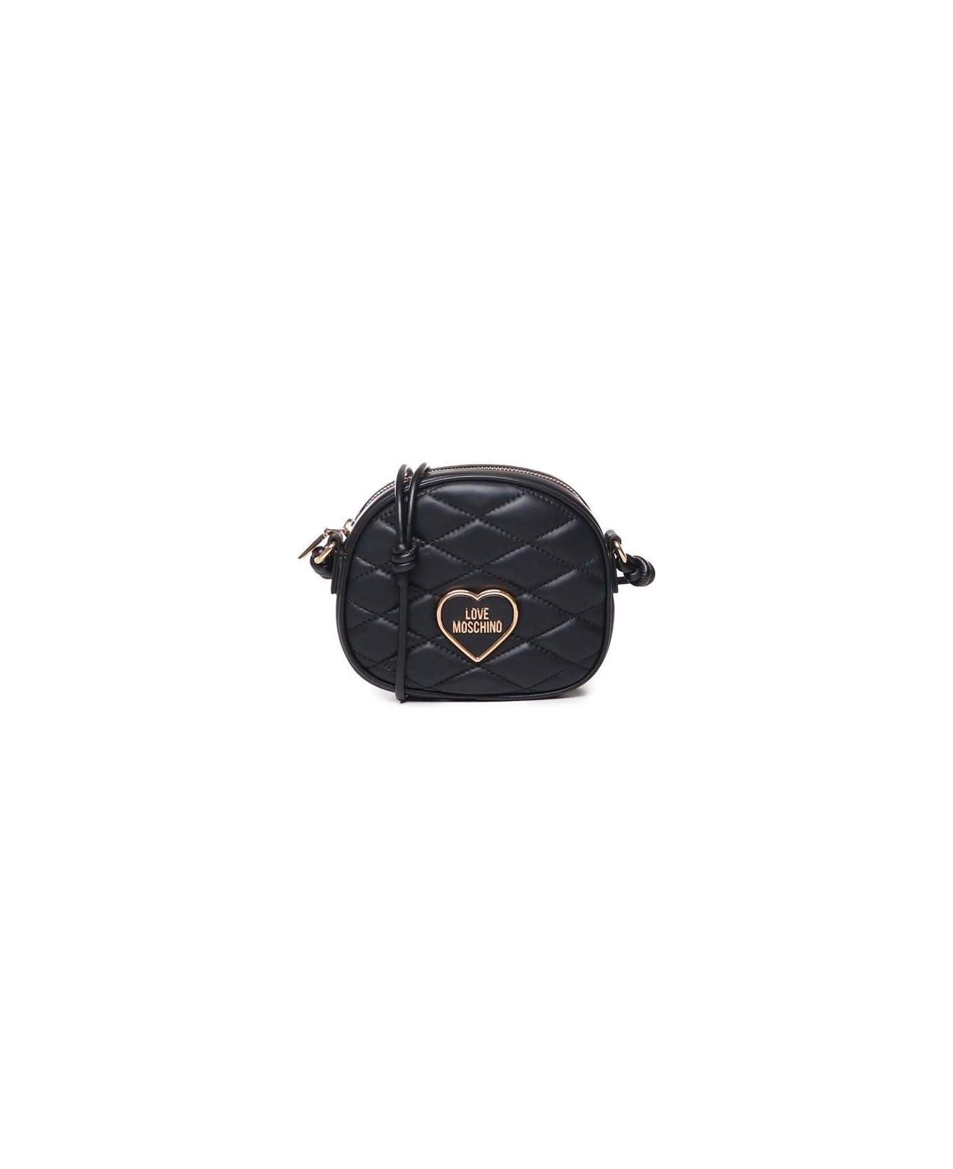 Love Moschino Logo Lettering Quilted Shoulder Bag - Black