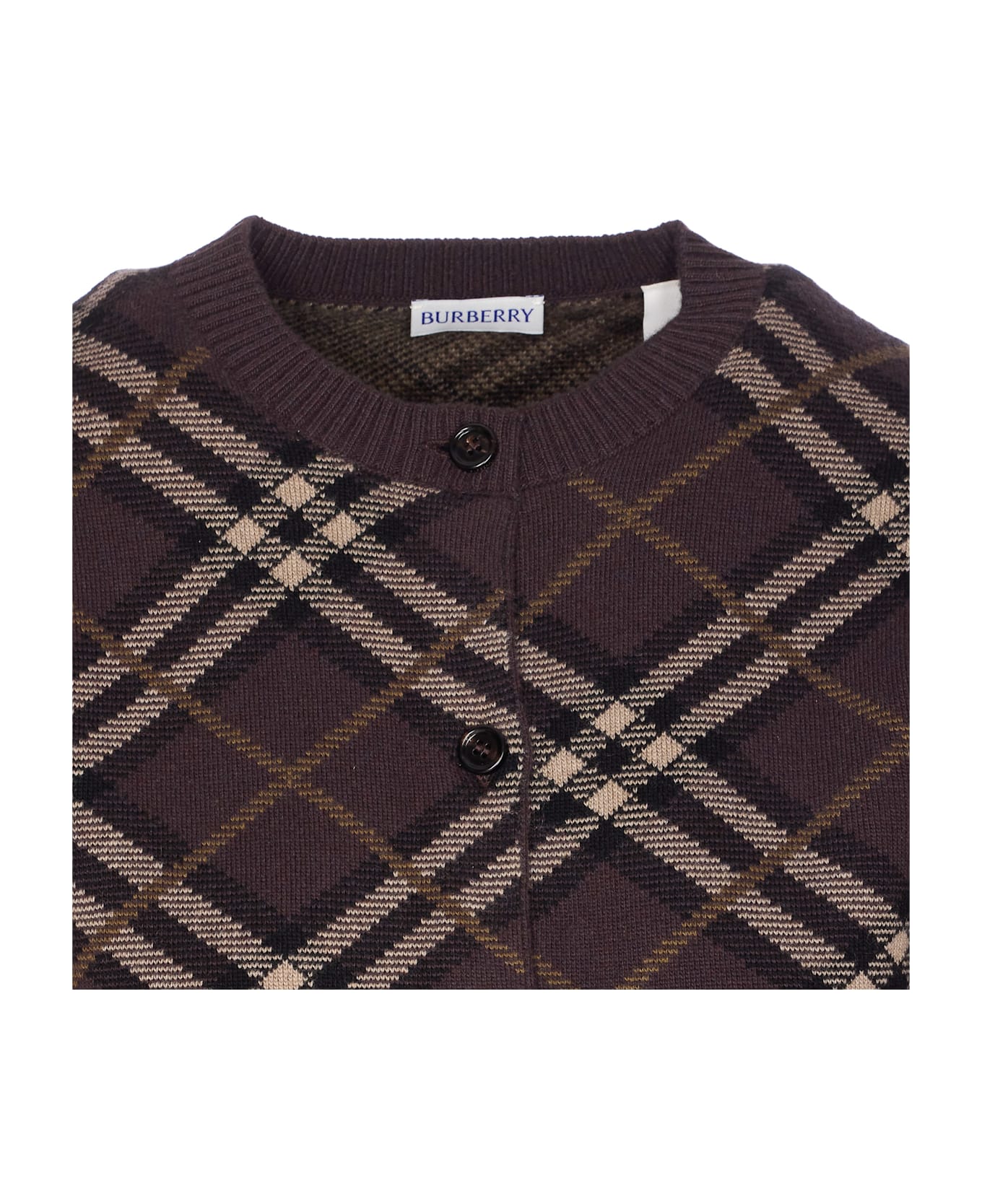 Burberry Check Cardigan - Brown