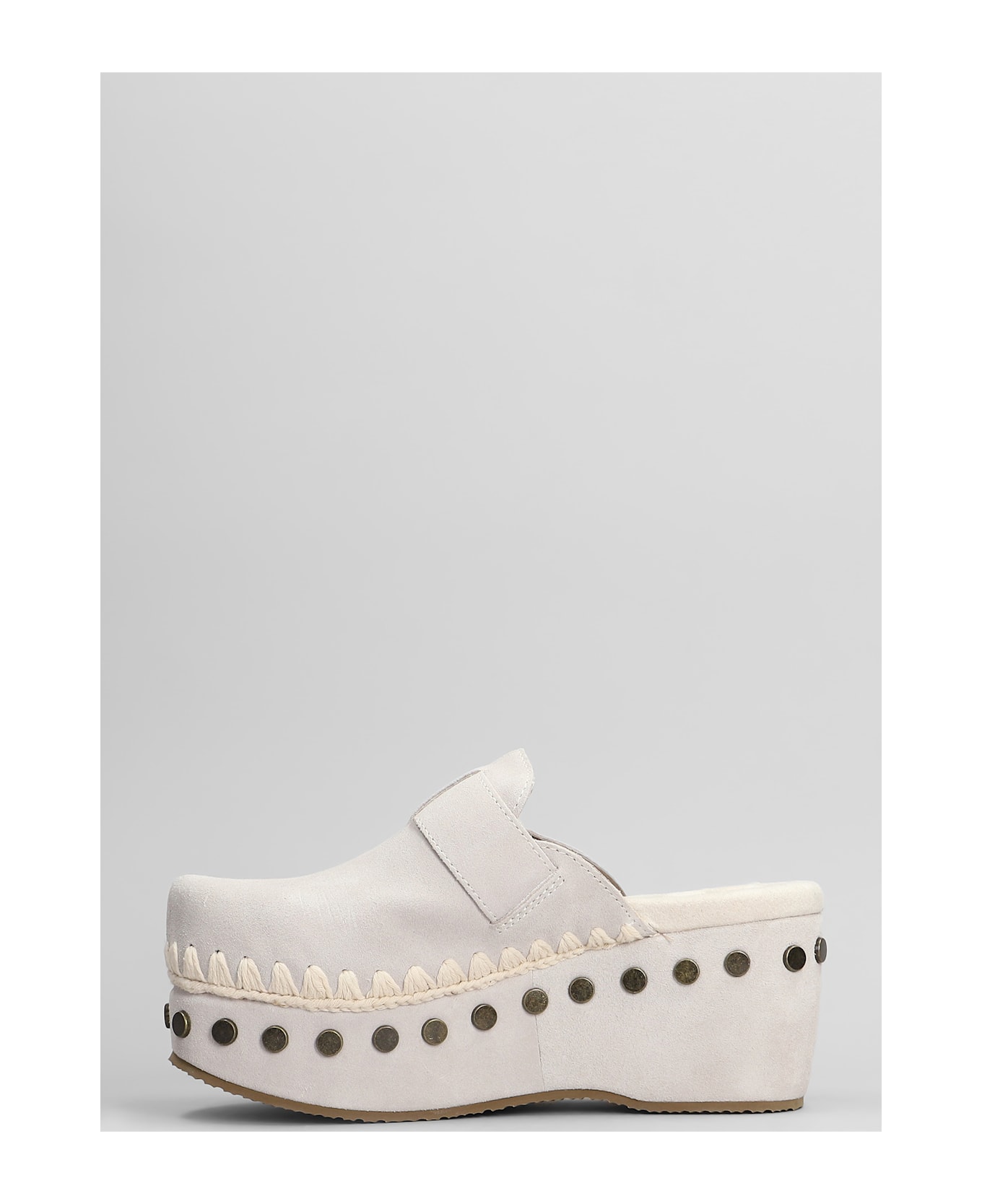 Mou Clog Plain Slipper-mule In Grey Suede - grey