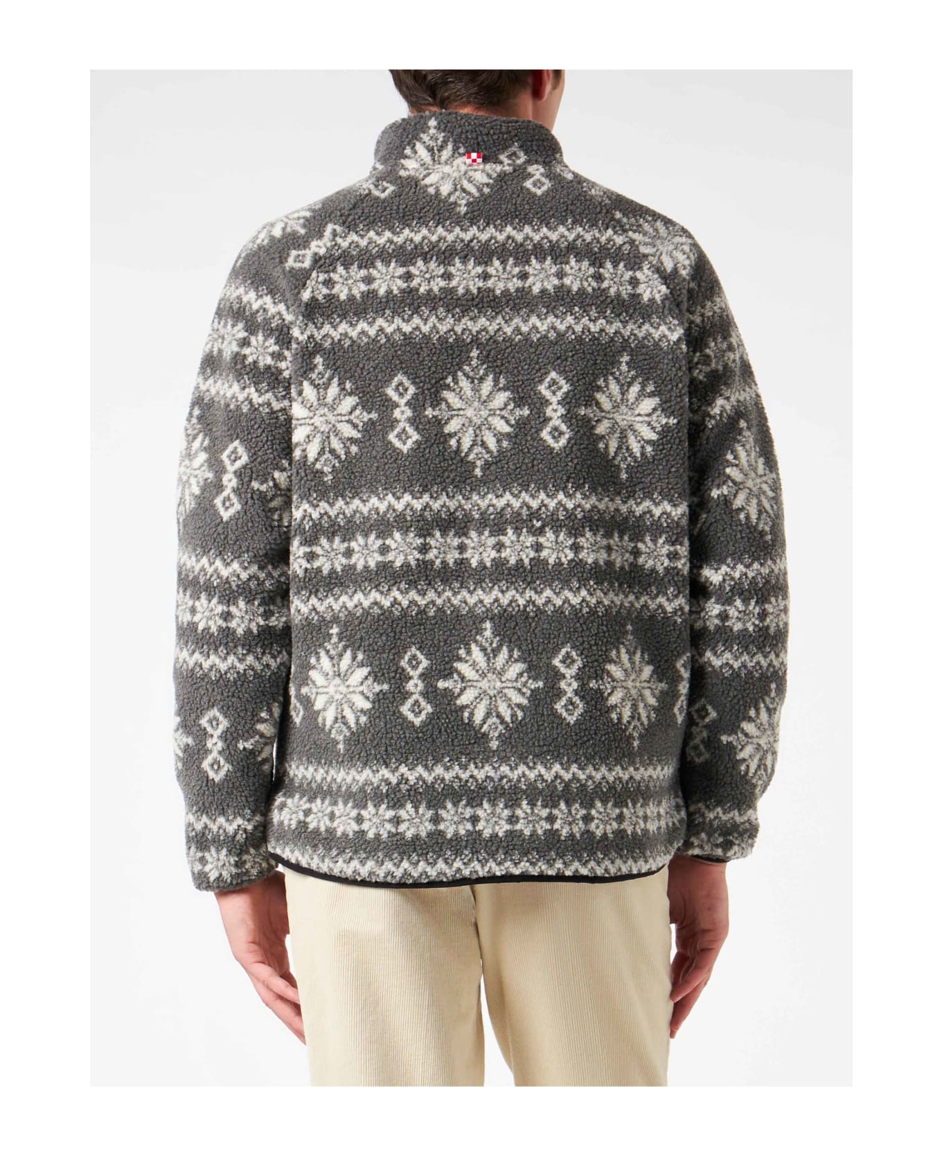 MC2 Saint Barth Man Sherpa Jacket With Fair-isle Print - GREY