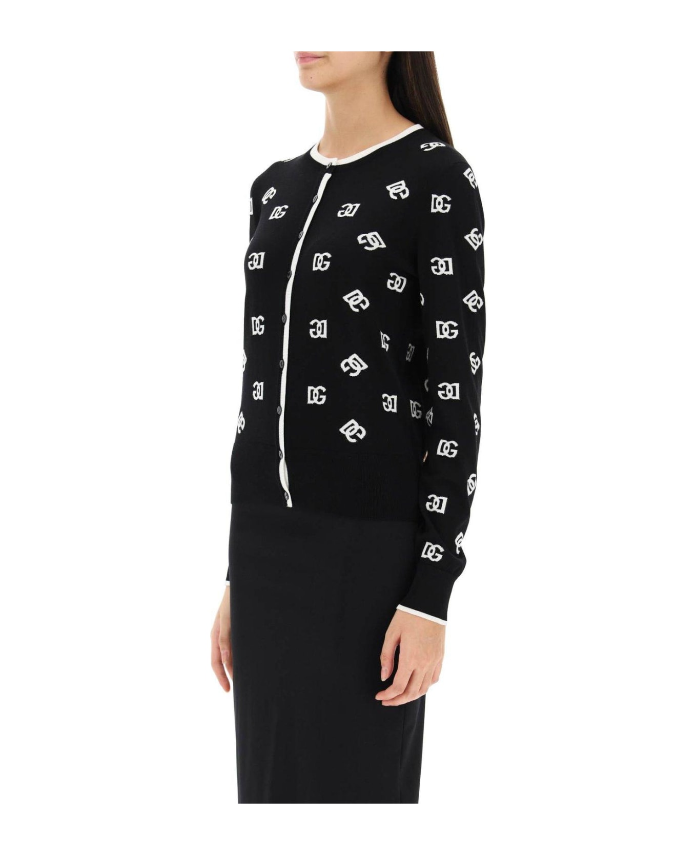 Dolce & Gabbana textured leopard sweatshirt Intarsia Crewneck Knit Cardigan