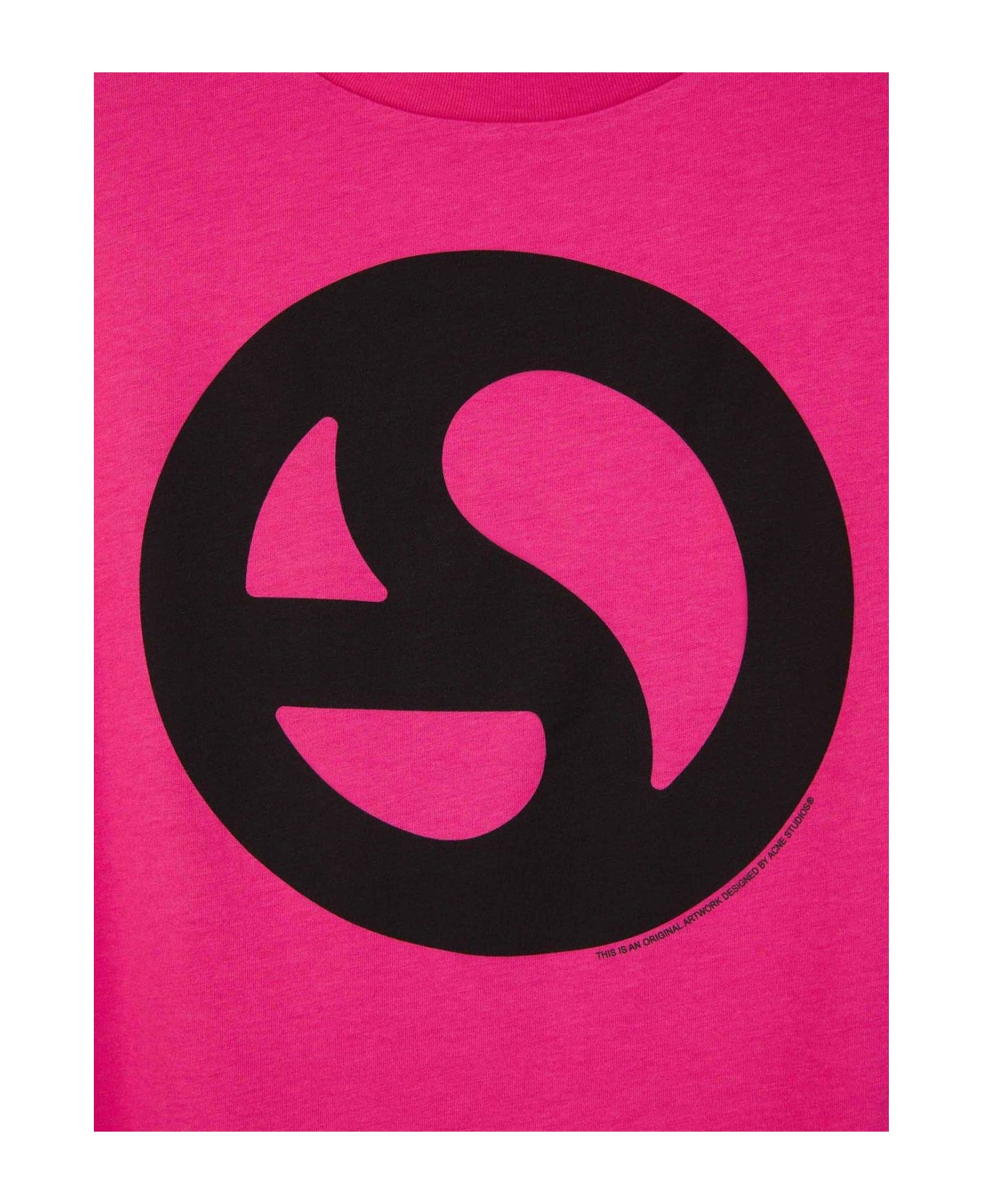 Acne Studios Logo Printed Crewneck T-shirt - Neon pink