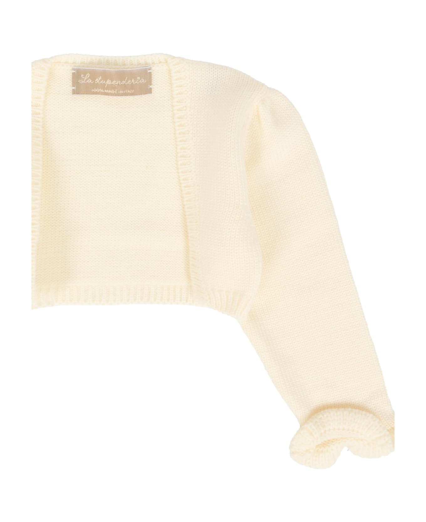 La stupenderia Ivory Cardigan For Baby Girl - Ivory