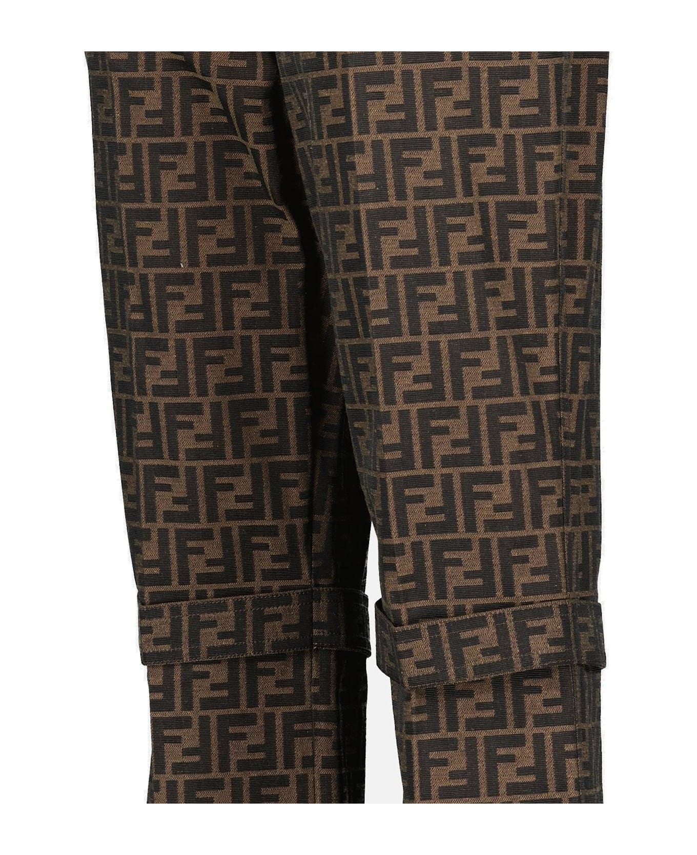 Fendi Ff Motif Straight-leg Trousers - Marrone