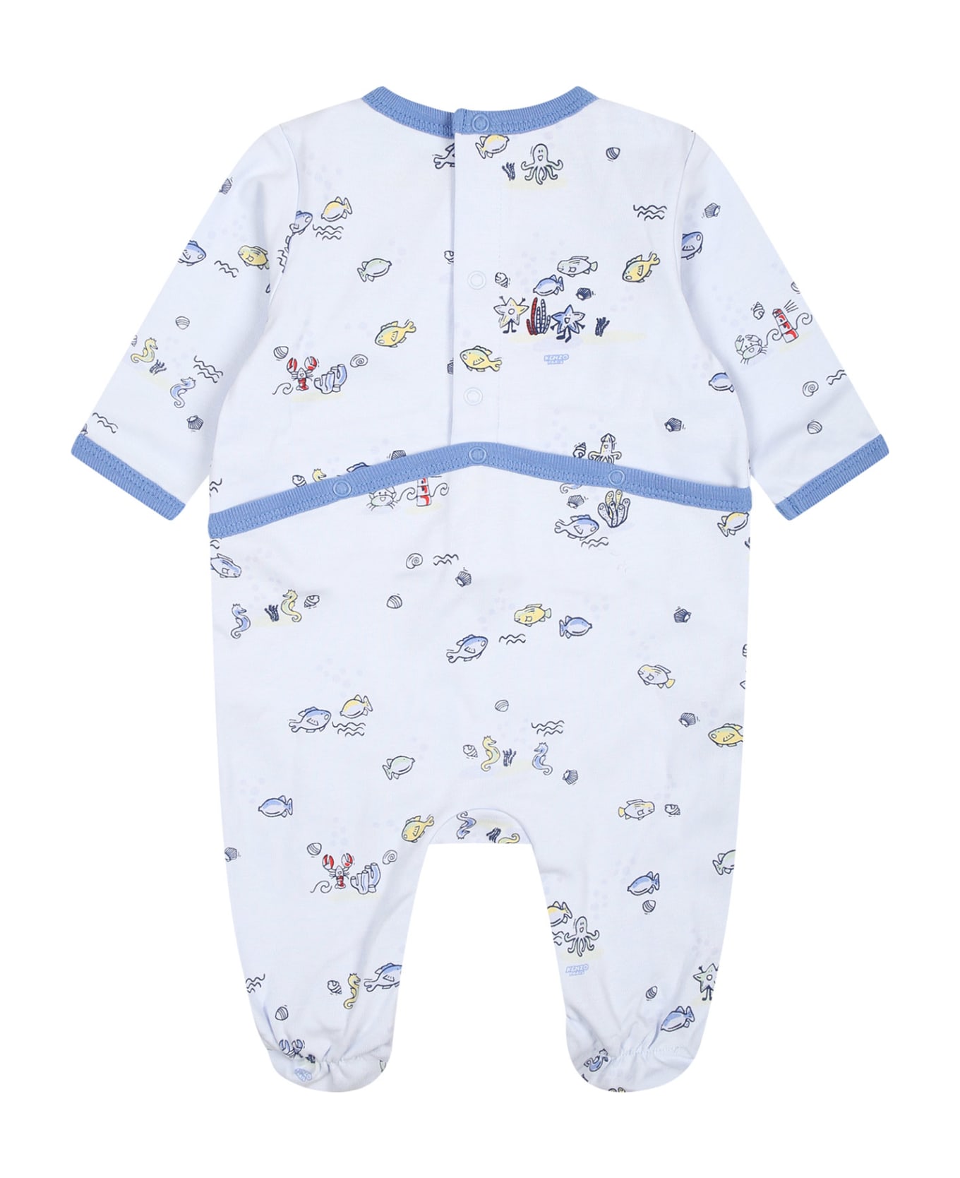 Kenzo Kids Light Blue Set For Baby Boy With Print And Logo - Light Blue