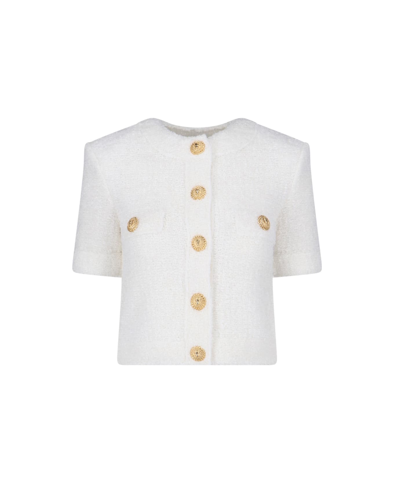 Balmain Cropped Cardigan - White