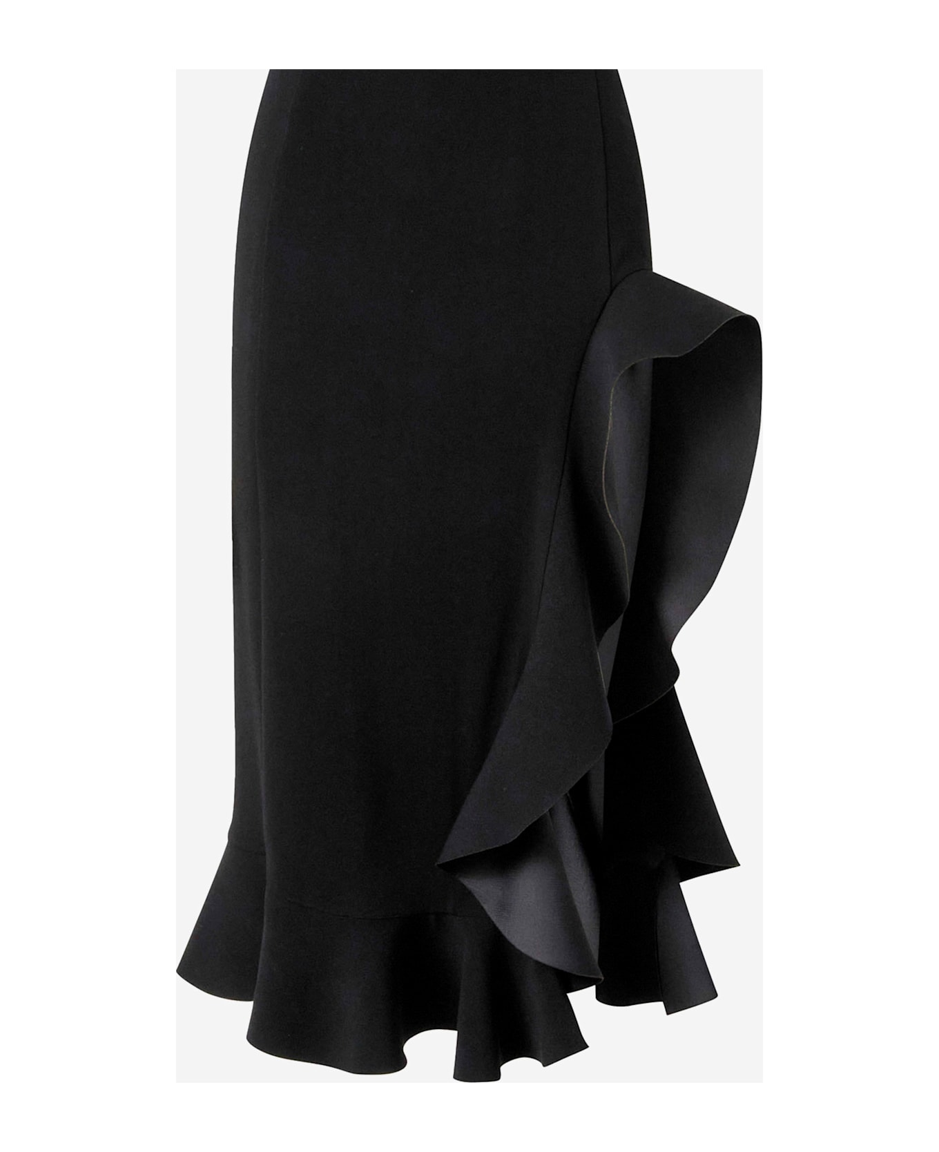 Pinko Stretch Viscose Dress With Ruffles - Black
