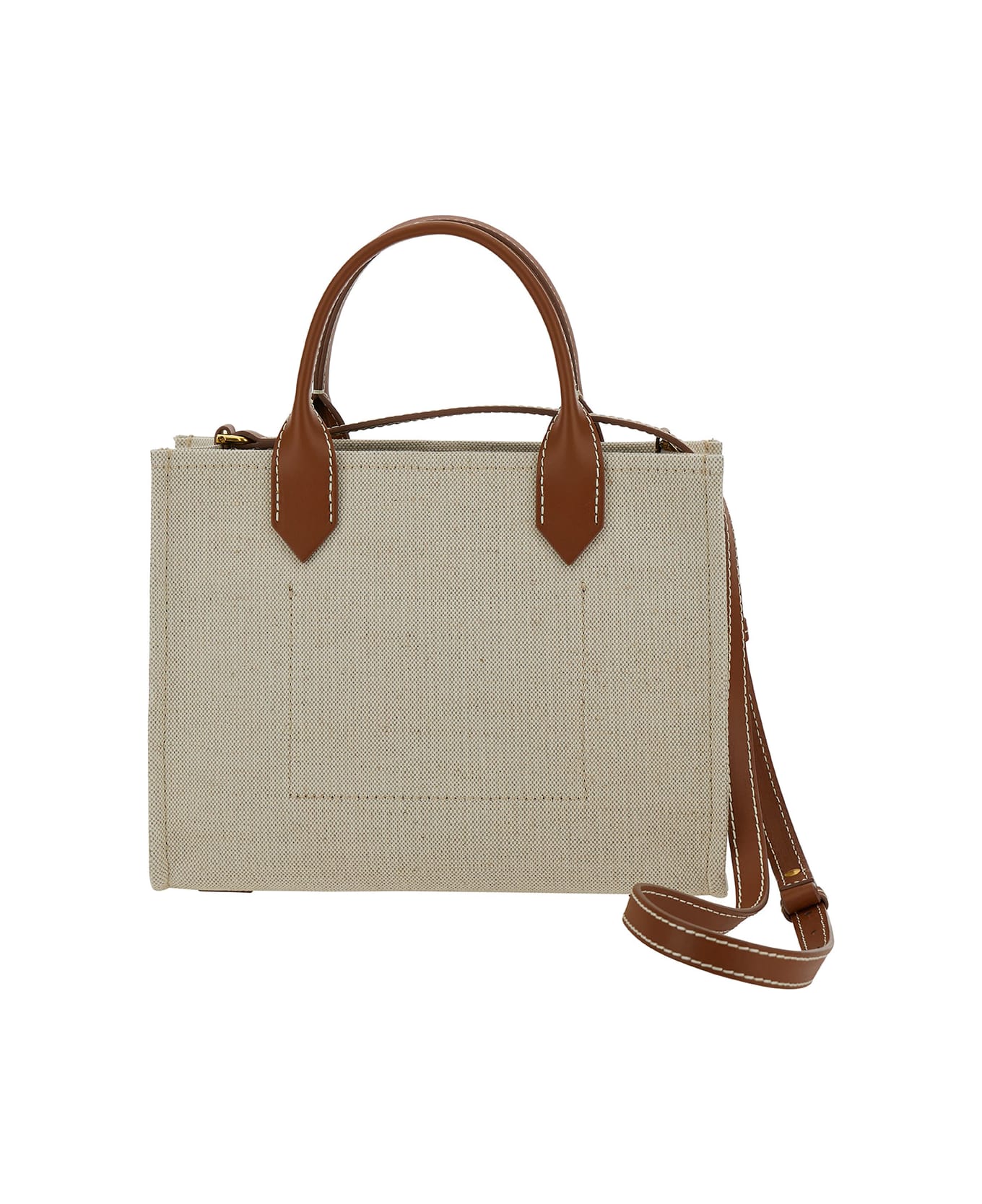 Balmain 'b-army' Mini Beige Tote Bag With Logo Detail In Canvas Woman - NATUREL MARRON